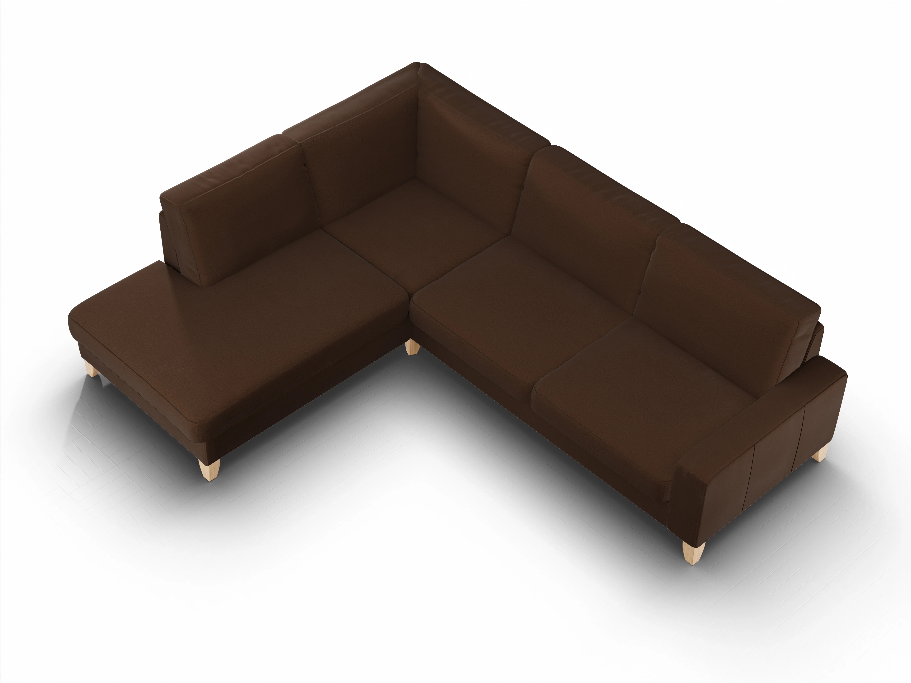 Ansicht des Produktes Casco 2.0 Ecksofa links Abschluss offen in Stoff Braun