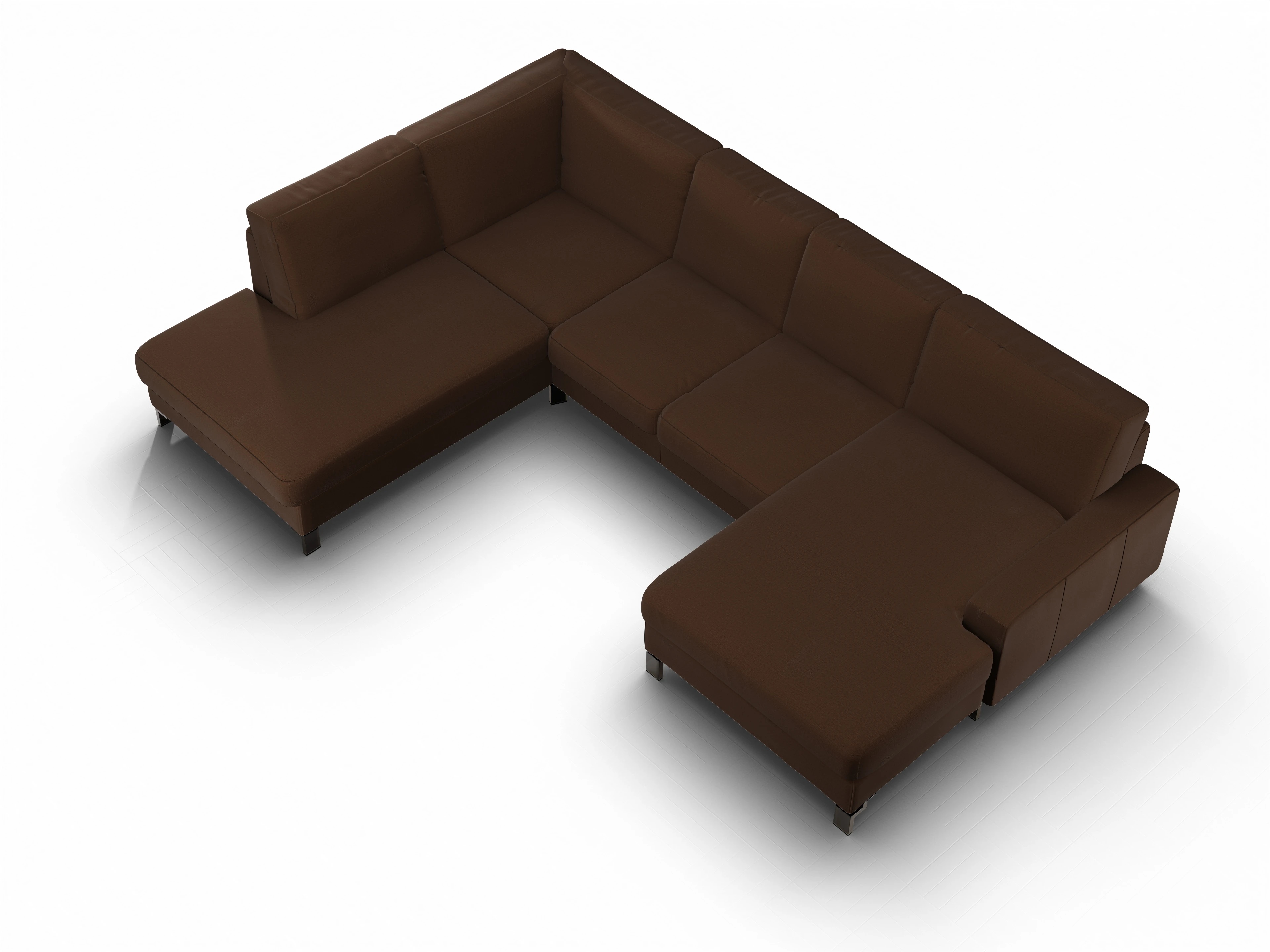 Ansicht des Produktes Casco 2.0 Wohnlandschaft offen beidseitig in Stoff Braun