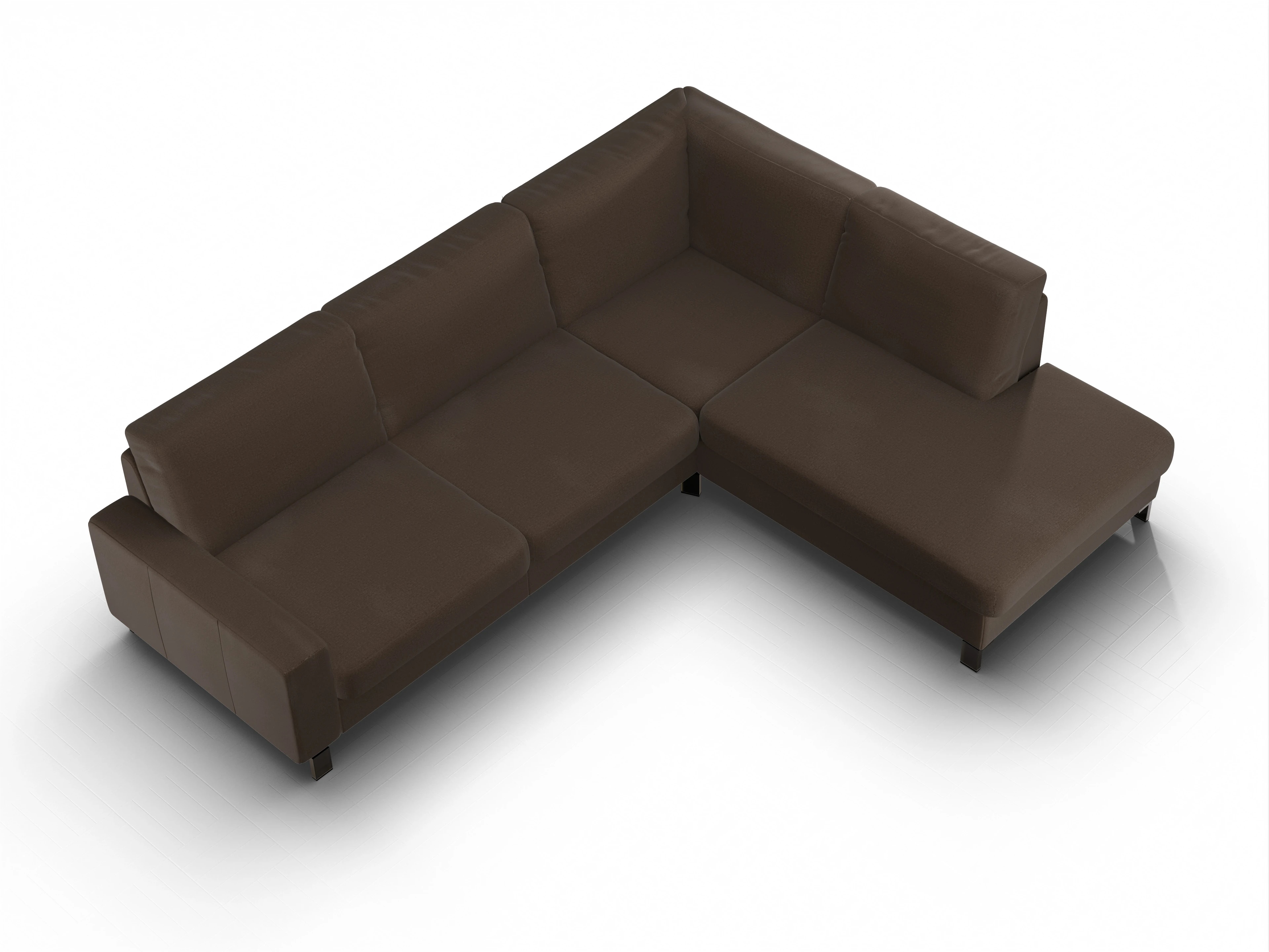 Ansicht des Produktes Casco 2.0 Ecksofa rechts Abschluss offen in Stoff Braun