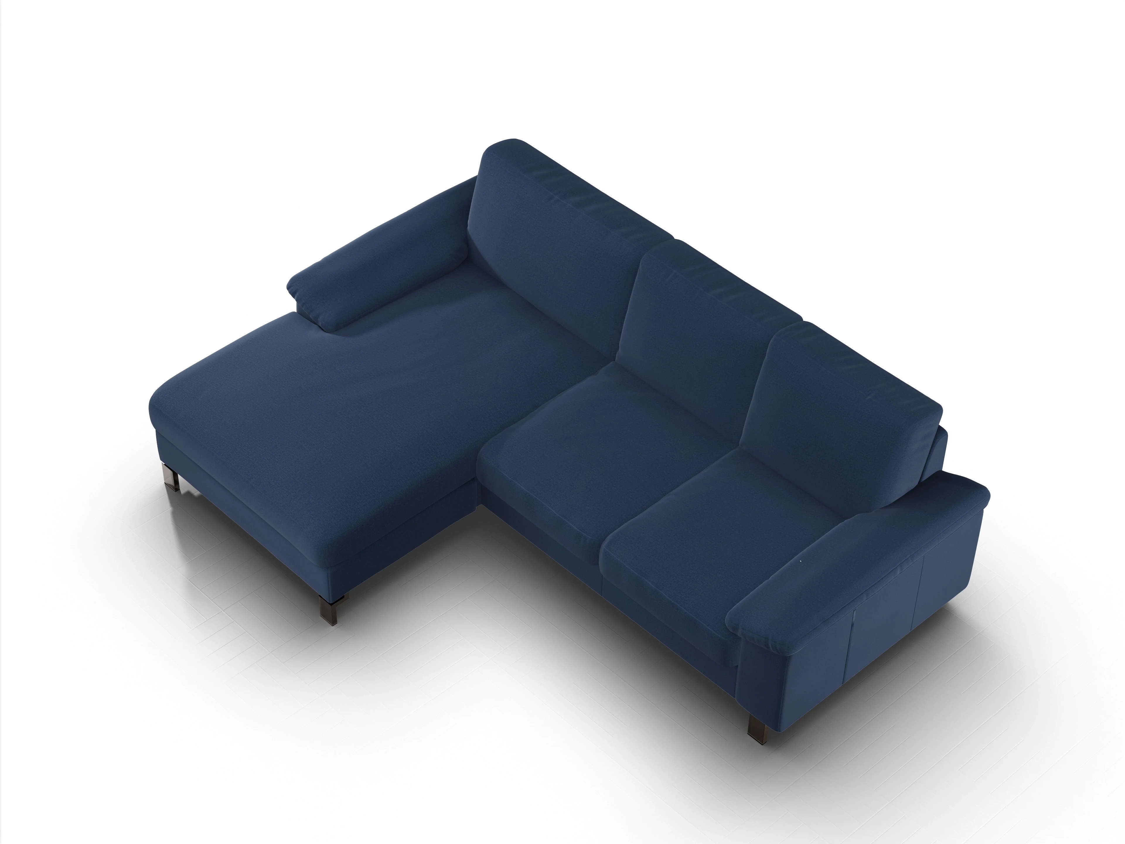 Ansicht des Produktes Casco 2.0 Ecksofa links Abschluss offen in Stoff Blau
