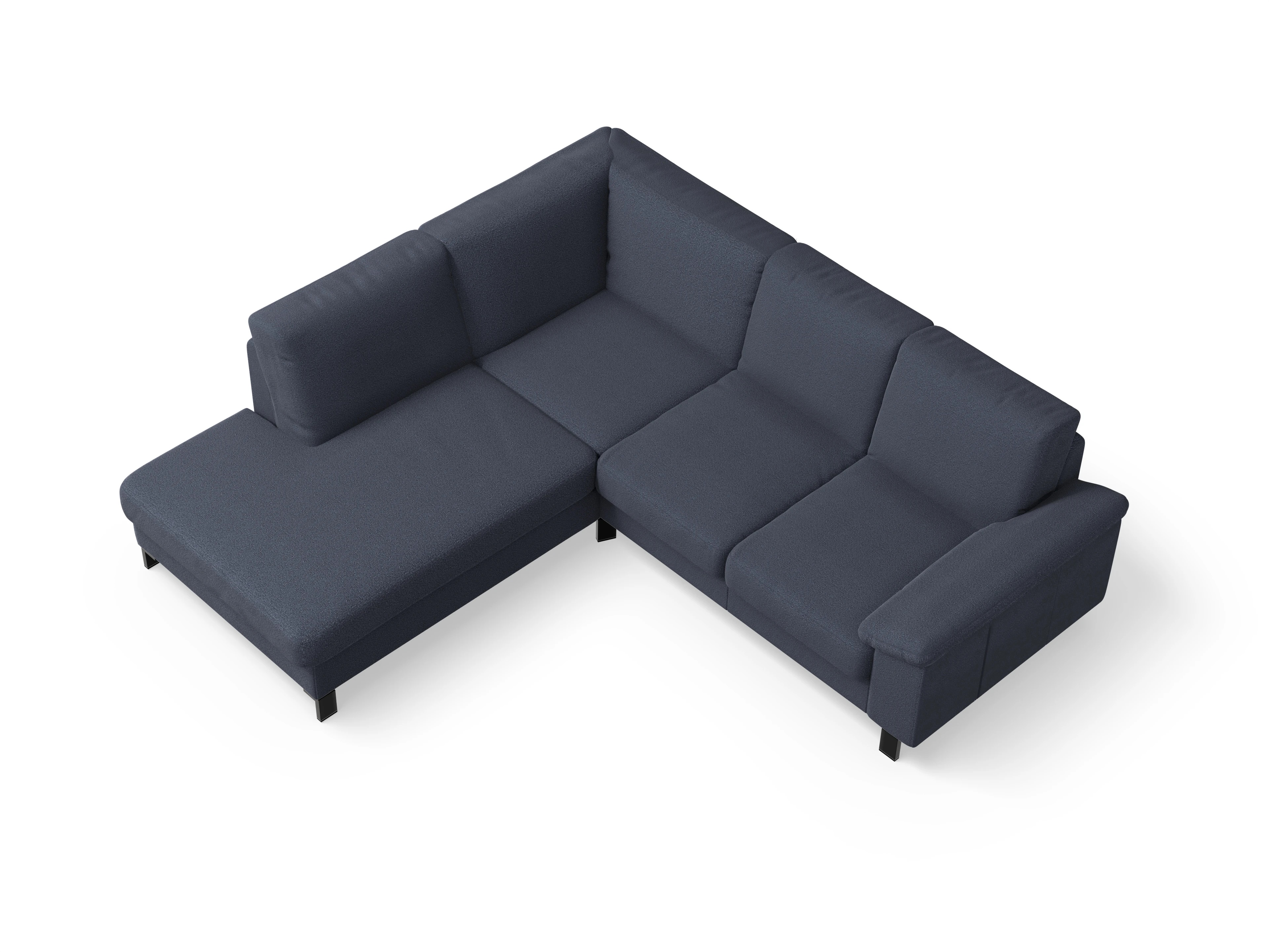 Casco Ecksofa UM Small L Ansicht des Produktes Casco 2.0 Ecksofa links Abschluss offen in Stoff Blau