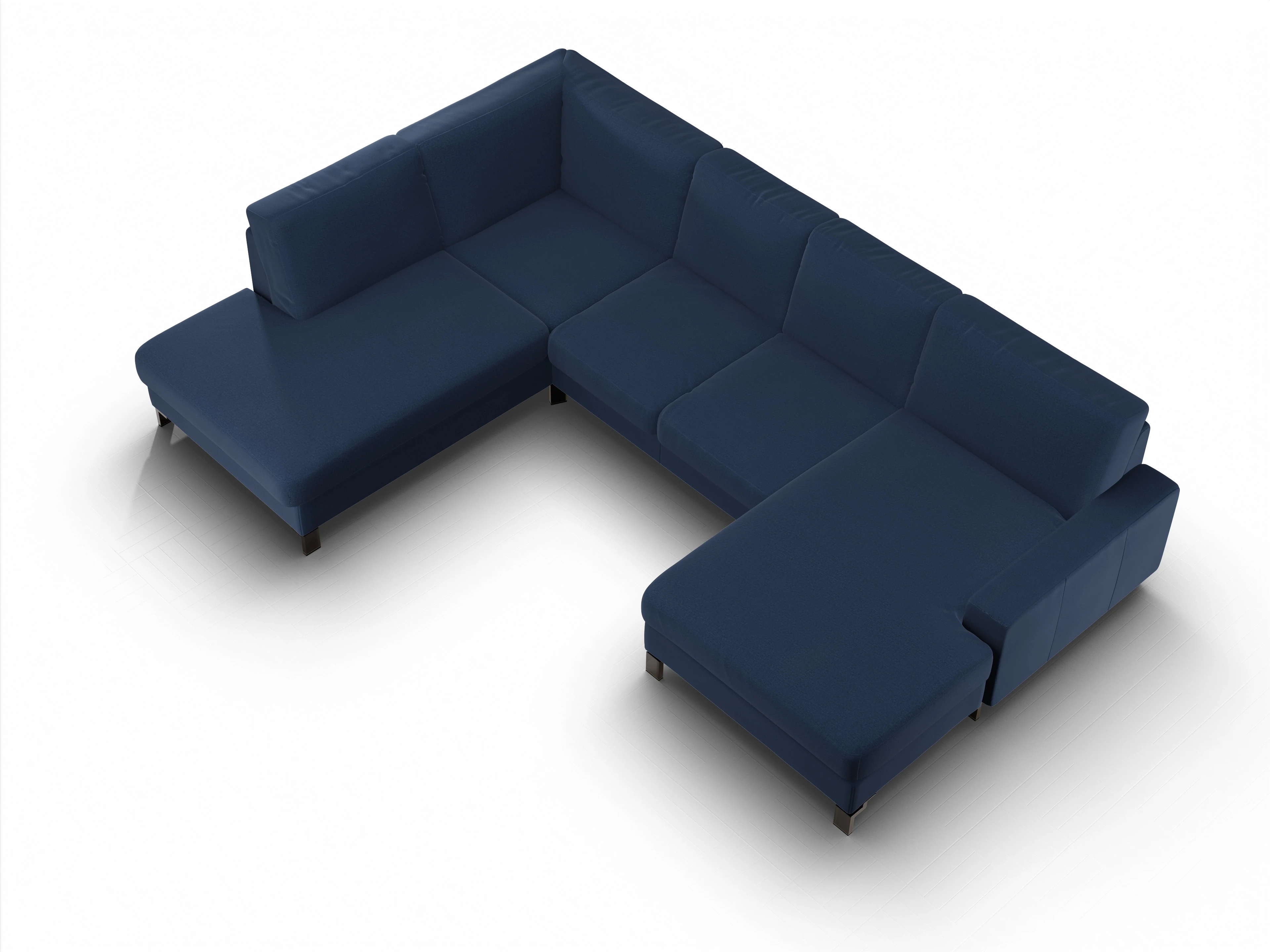 Ansicht des Produktes Casco 2.0 Wohnlandschaft offen beidseitig in Stoff Blau