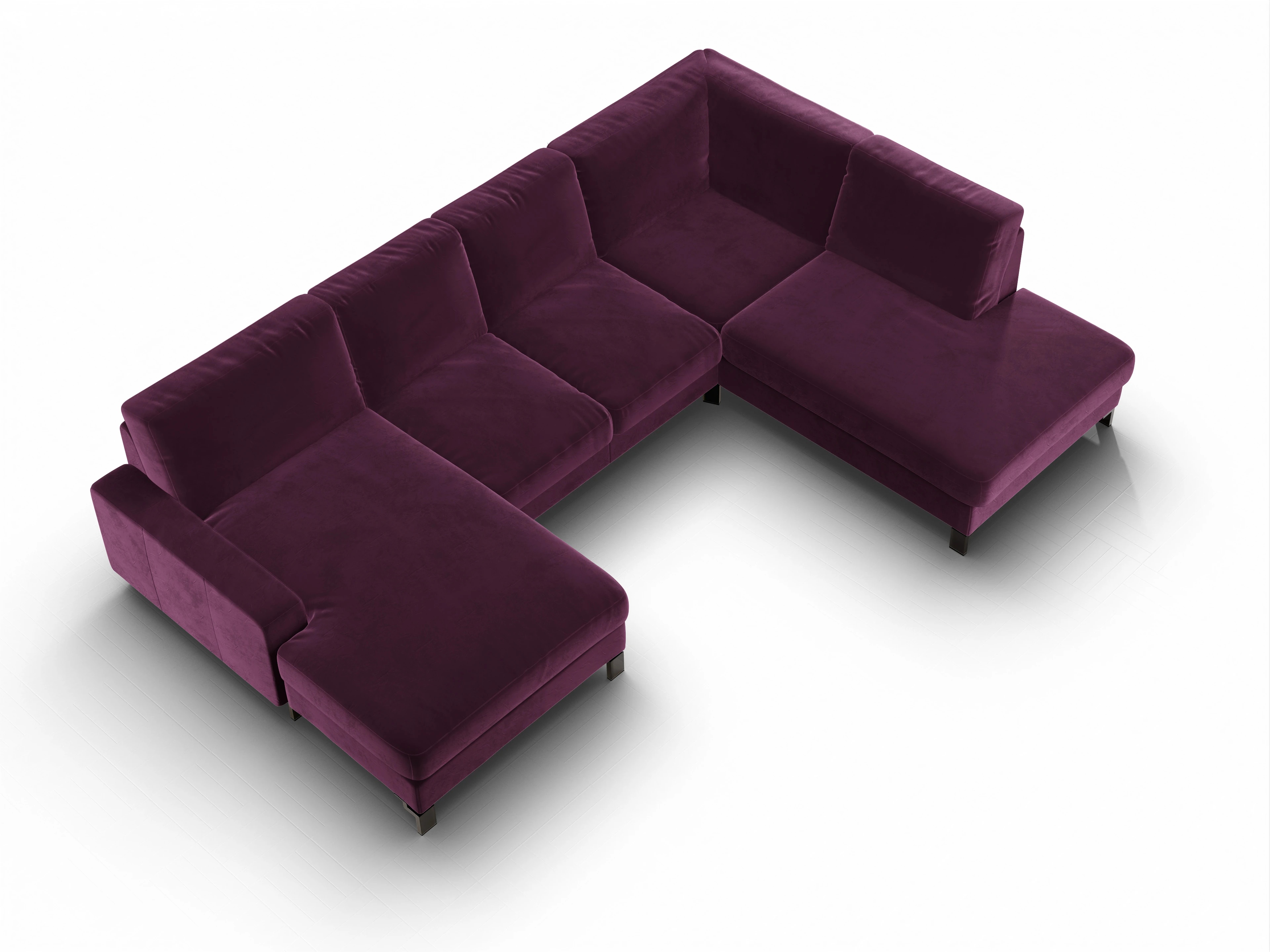 Ansicht des Produktes Casco 2.0 Wohnlandschaft offen beidseitig in Stoff Lila