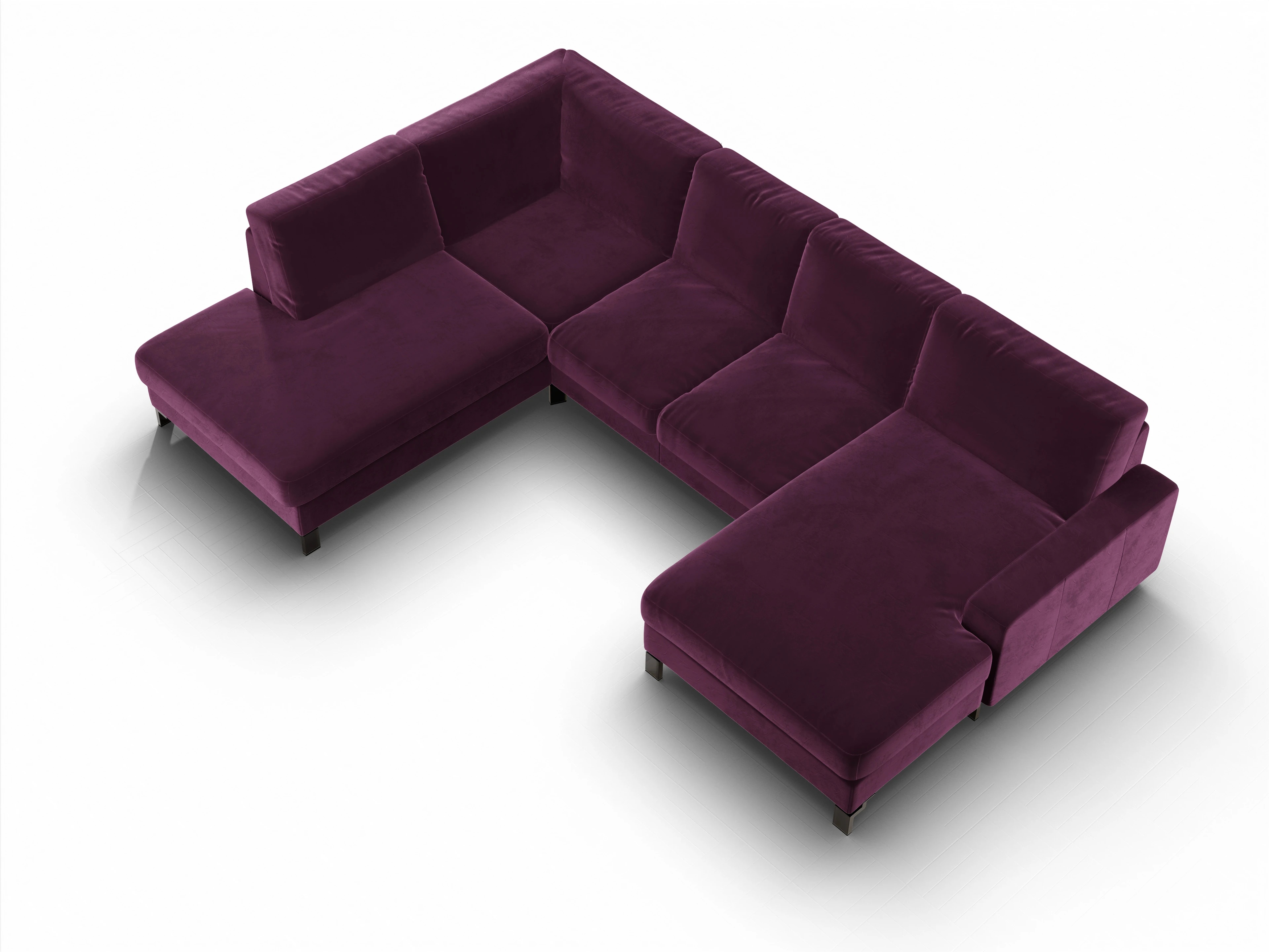 Ansicht des Produktes Casco 2.0 Wohnlandschaft offen beidseitig in Stoff Lila