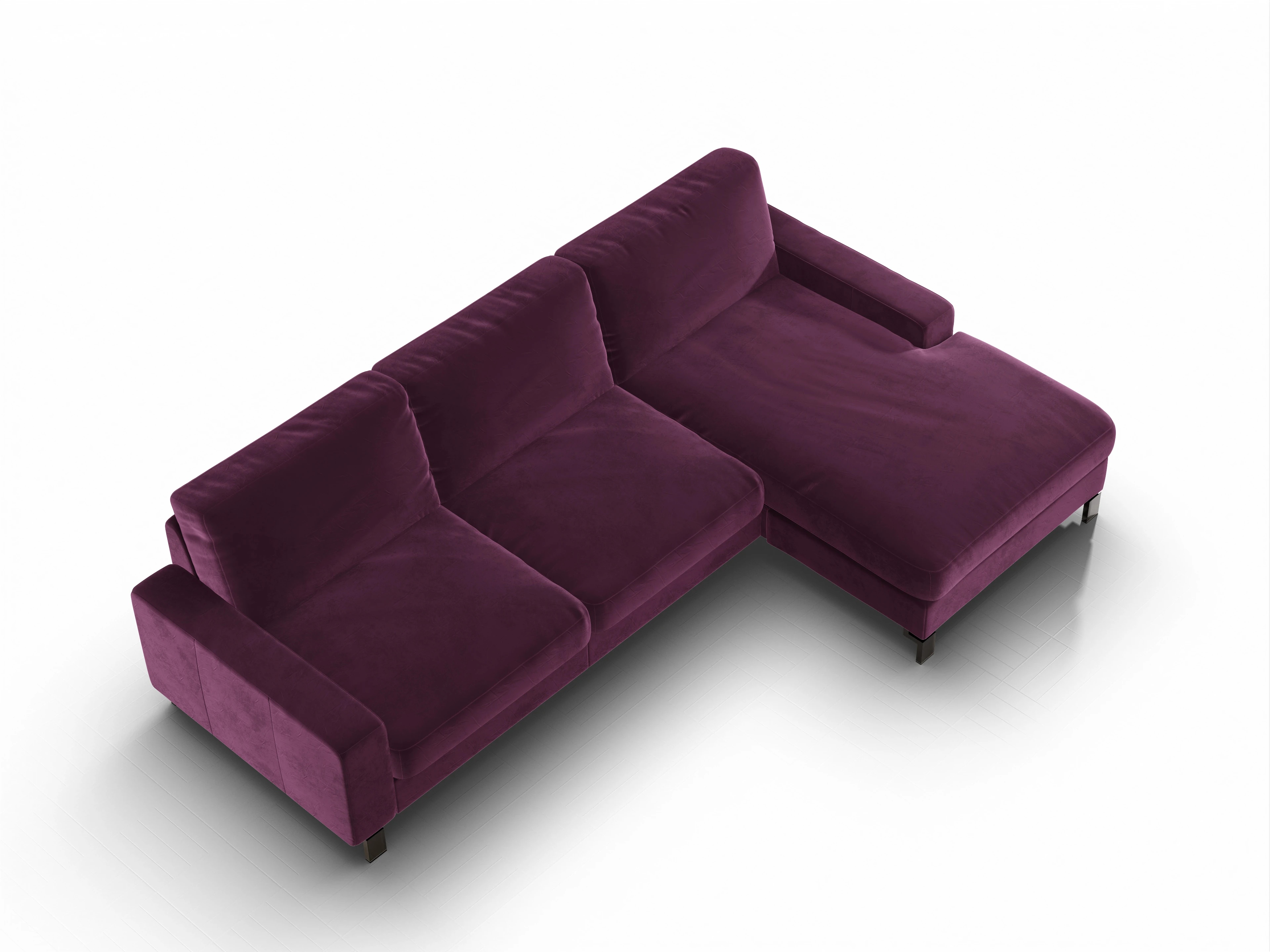 Ansicht des Produktes Casco 2.0 Ecksofa rechts Abschluss offen in Stoff Lila
