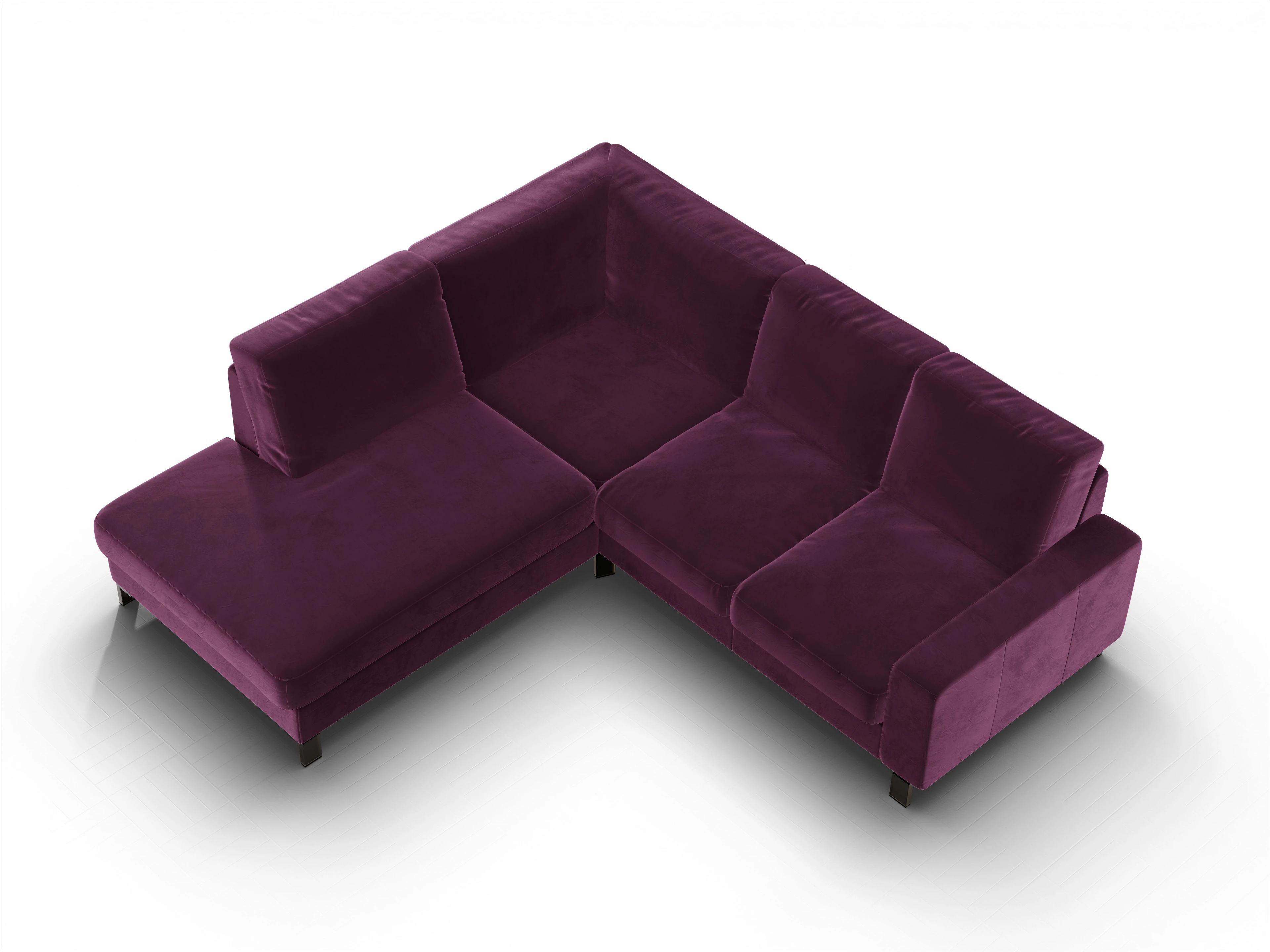 Ansicht des Produktes Casco 2.0 Ecksofa links Abschluss offen in Stoff Lila