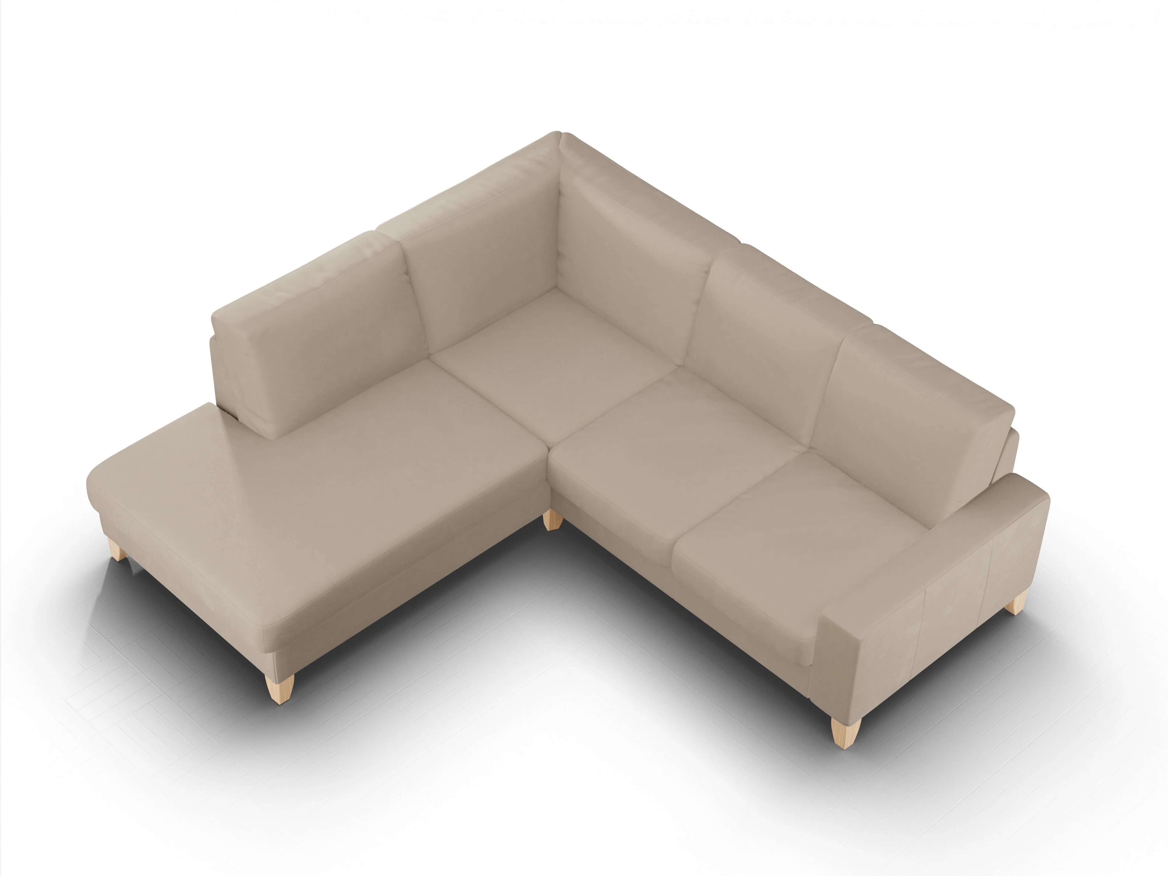 Ansicht des Produktes Casco 2.0 Ecksofa links Abschluss offen in Stoff Beige