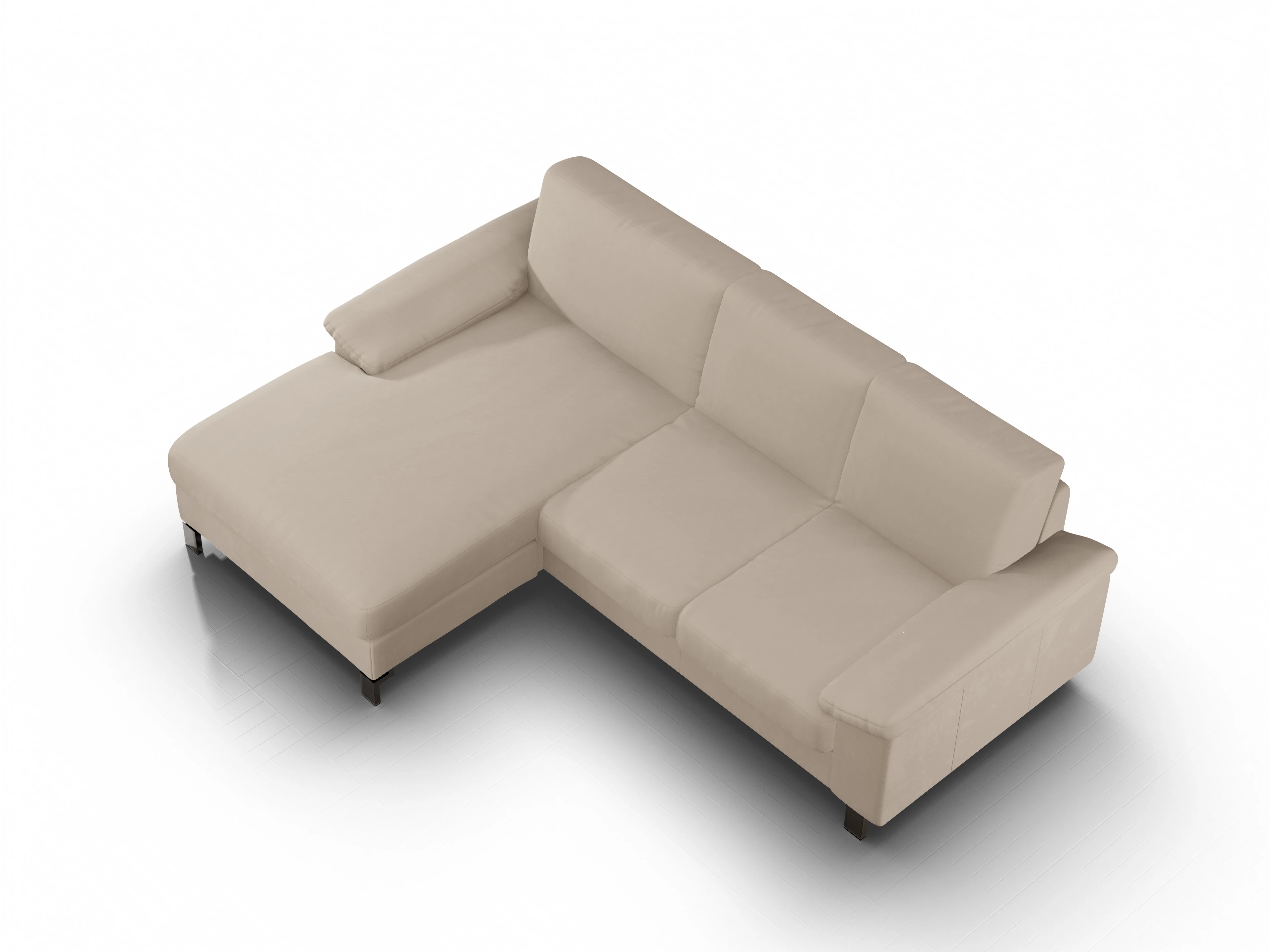 Casco Ecksofa LO Medium L Ansicht des Produktes Casco 2.0 Ecksofa links Abschluss offen in Stoff Beige