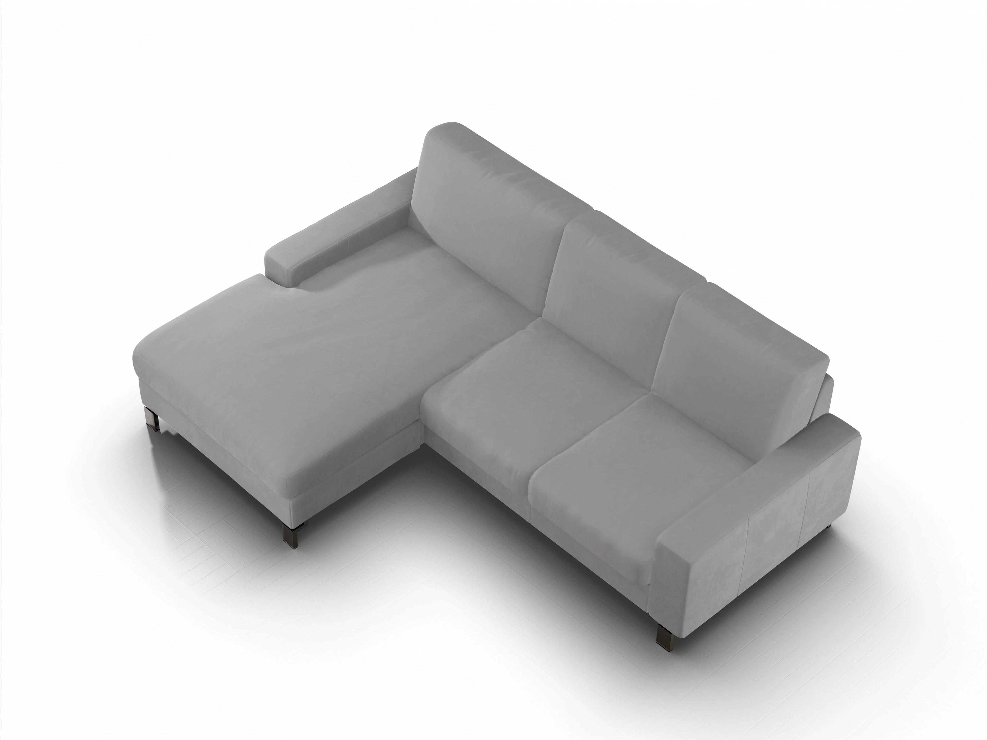 Ansicht des Produktes Casco 2.0 Ecksofa links Abschluss offen in Stoff Grau