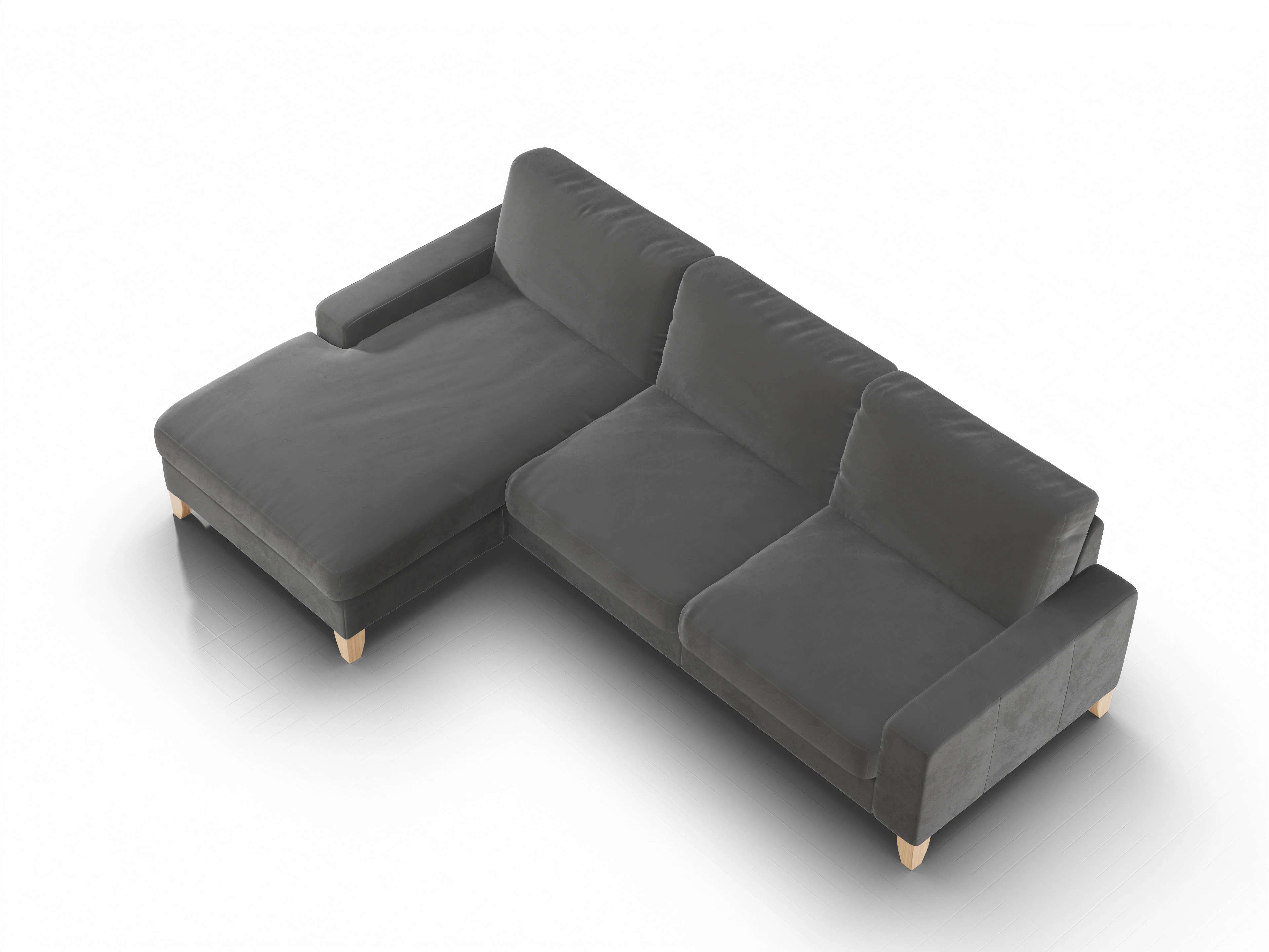 Ansicht des Produktes Casco 2.0 Ecksofa links Abschluss offen in Stoff Grau