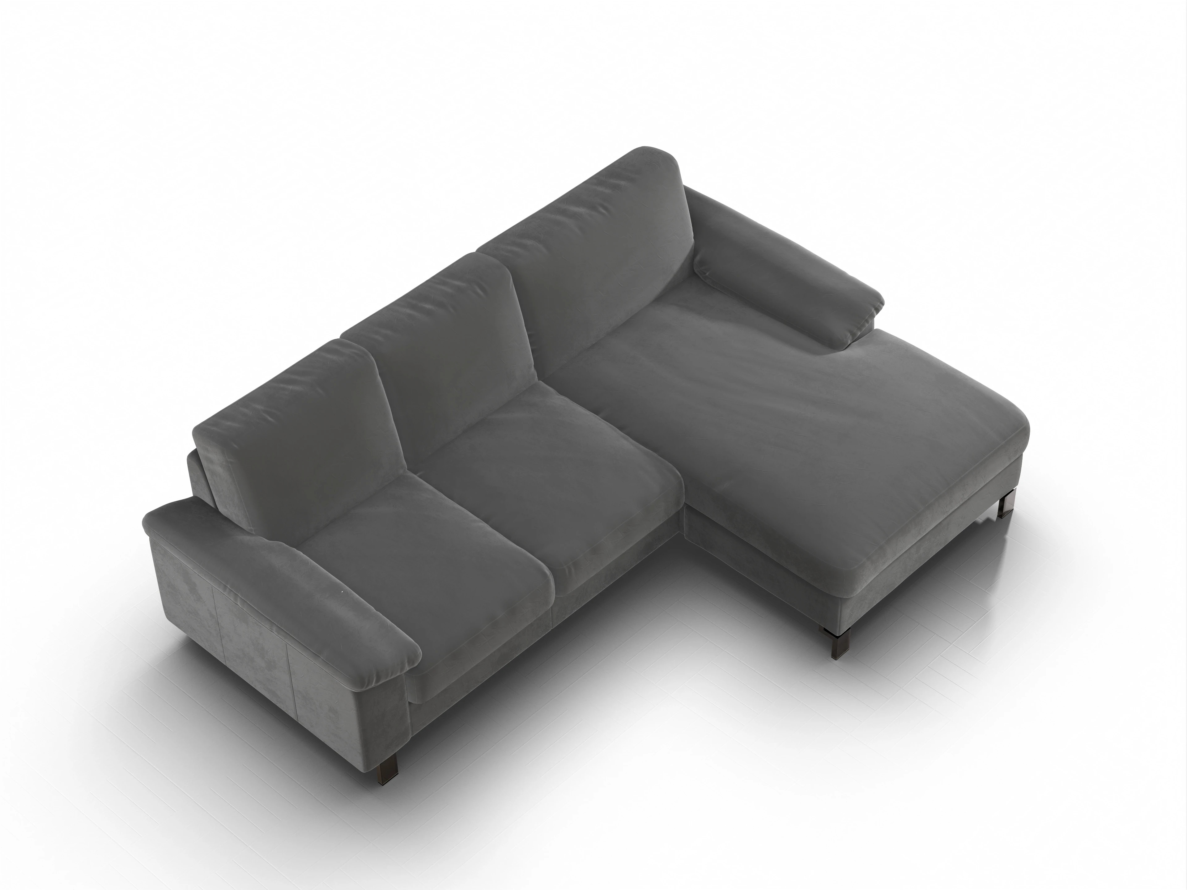 Casco Ecksofa LO Medium R Ansicht des Produktes Casco 2.0 Ecksofa rechts Abschluss offen in Stoff Grau