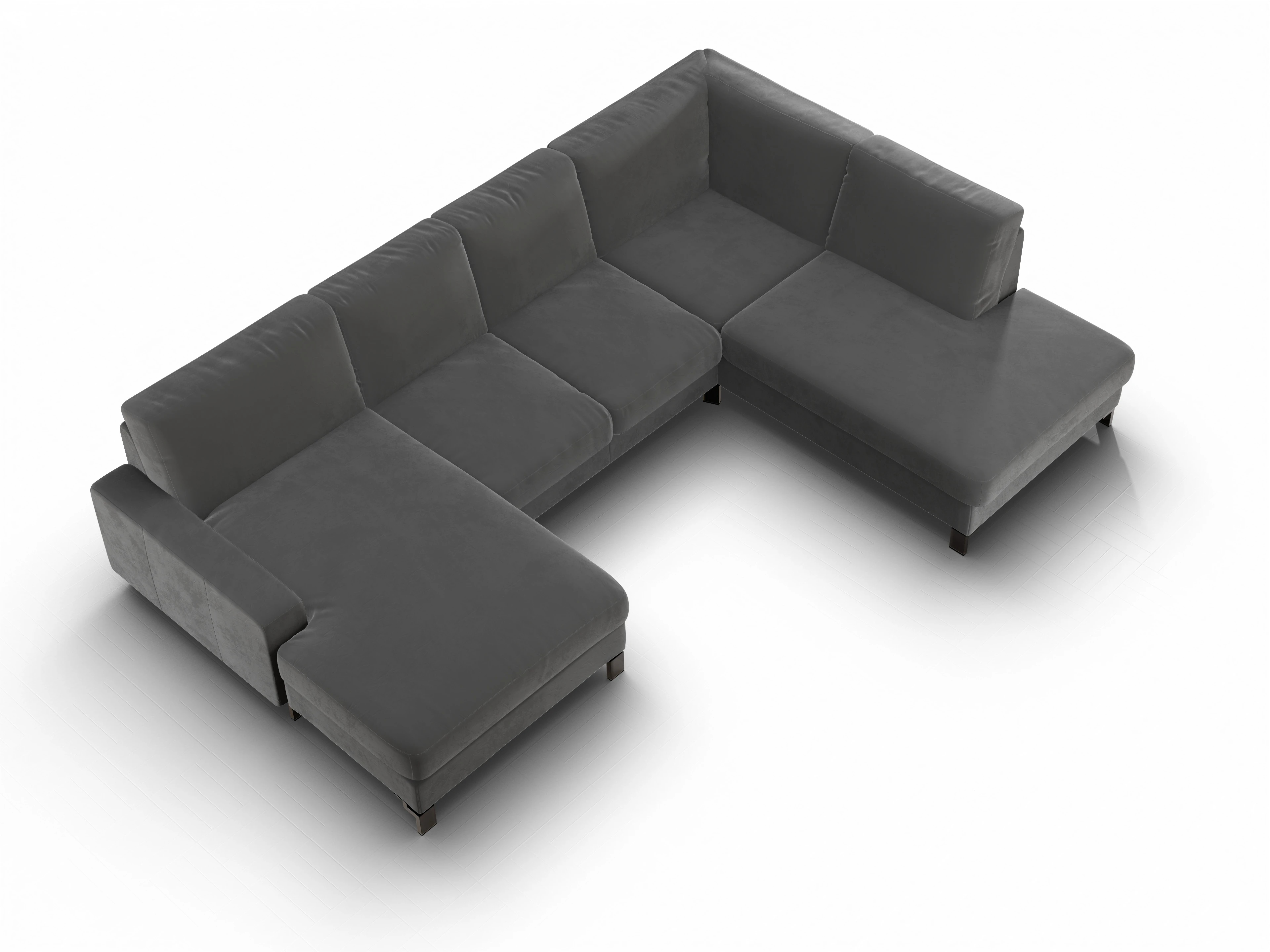 Ansicht des Produktes Casco 2.0 Wohnlandschaft offen beidseitig in Stoff Grau