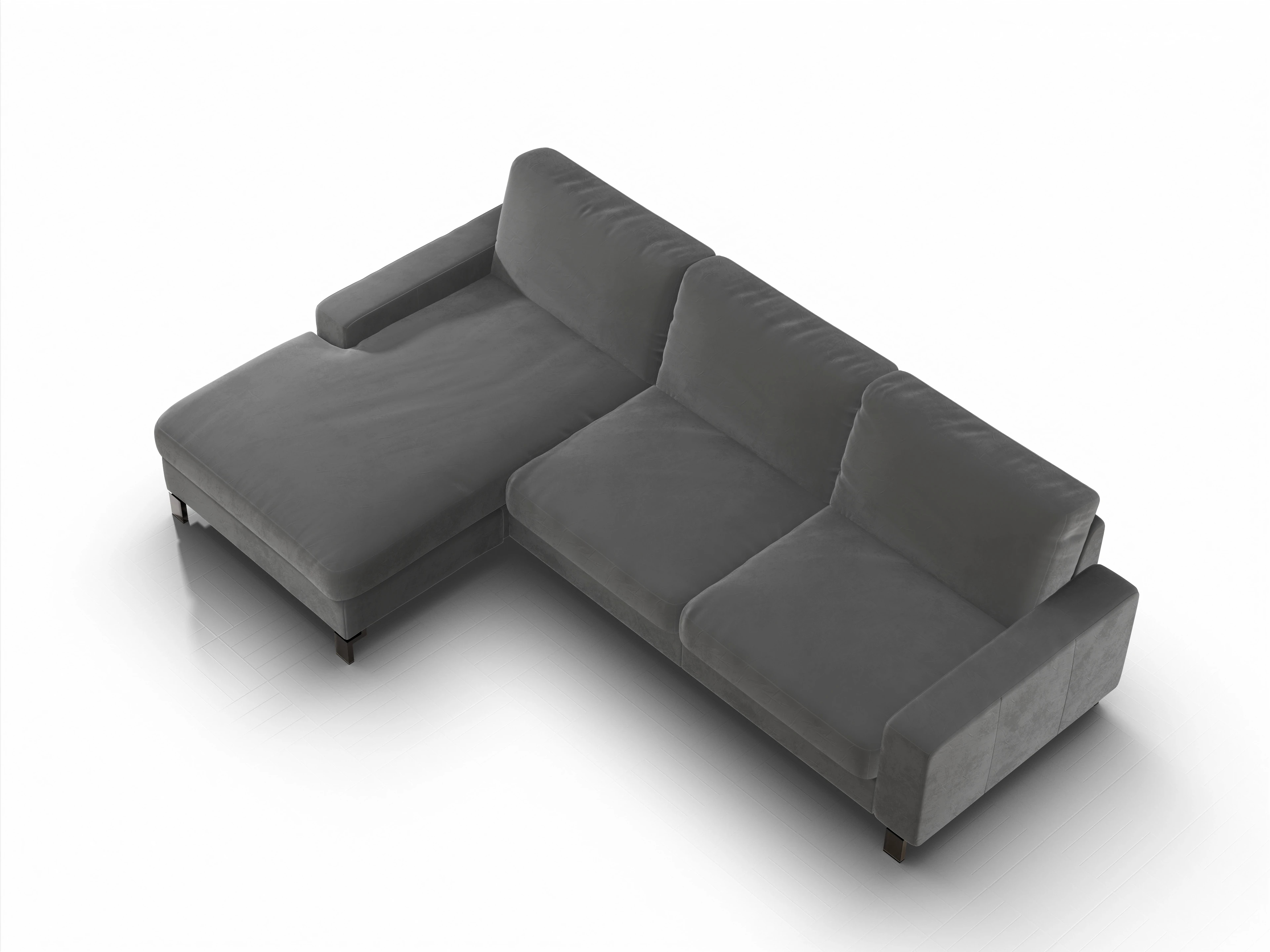 Ansicht des Produktes Casco 2.0 Ecksofa links Abschluss offen in Stoff Grau