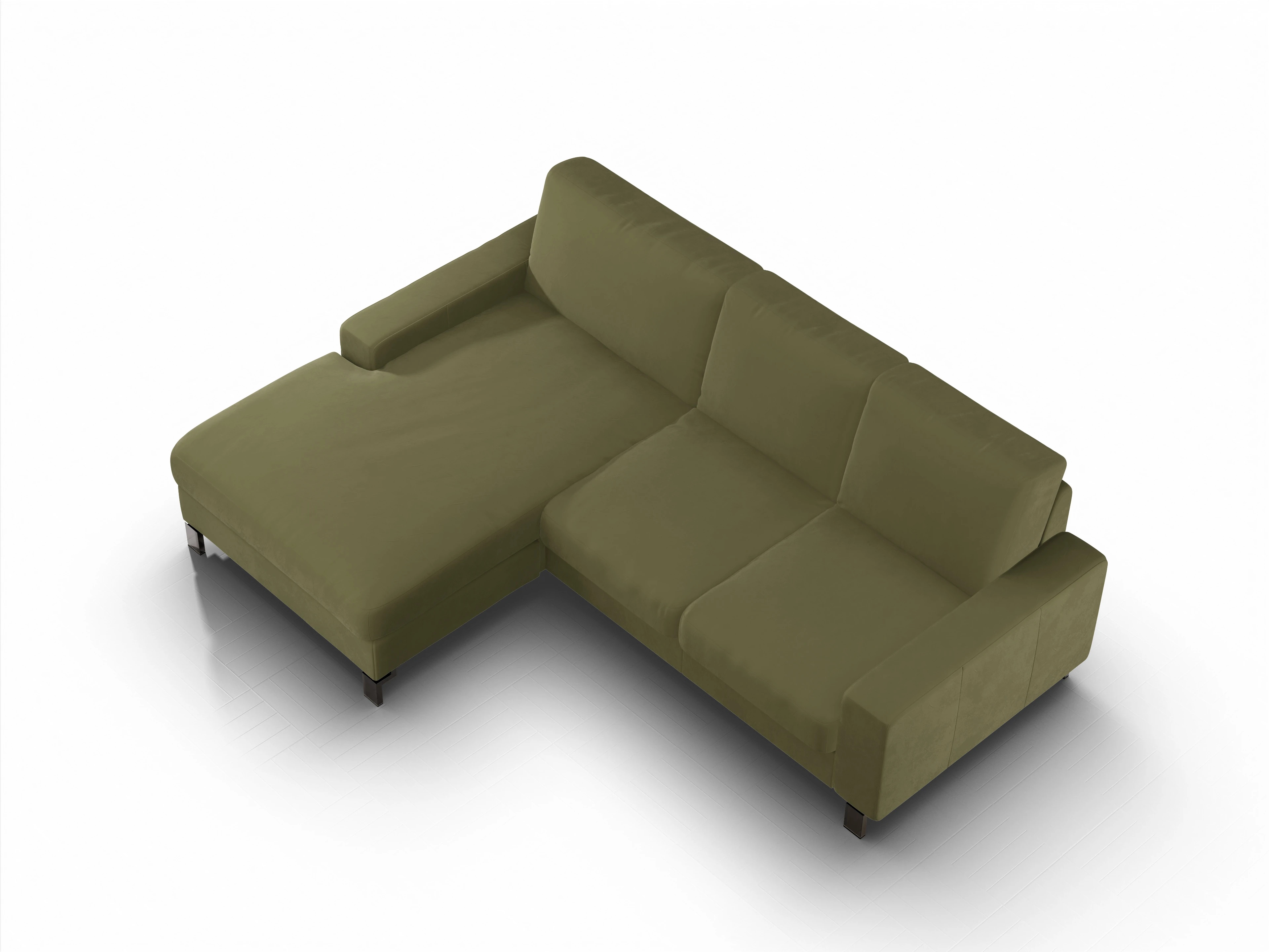 Ansicht des Produktes Casco 2.0 Ecksofa links Abschluss offen in Stoff Grün