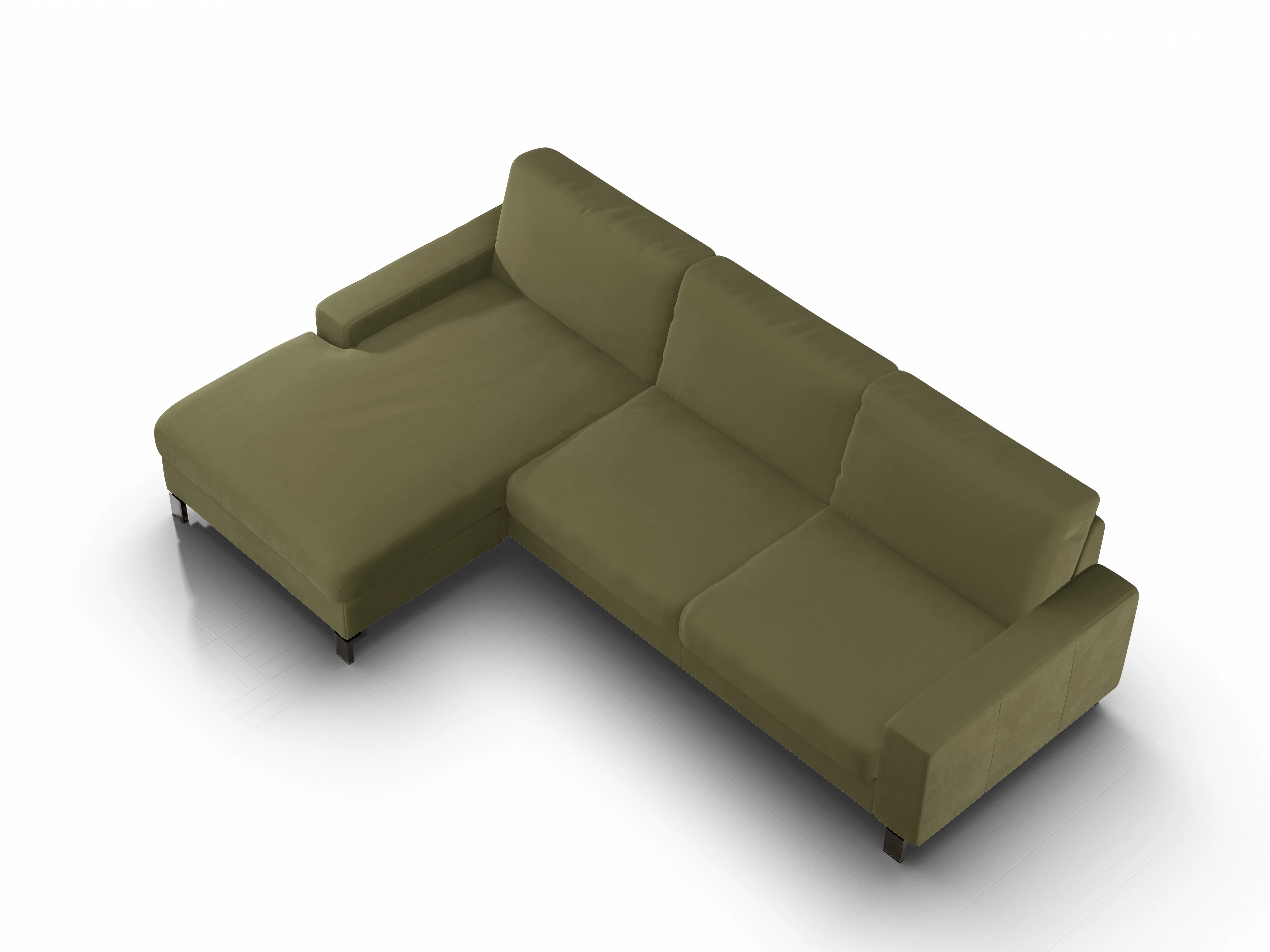 Ansicht des Produktes Casco 2.0 Ecksofa links Abschluss offen in Stoff Grün