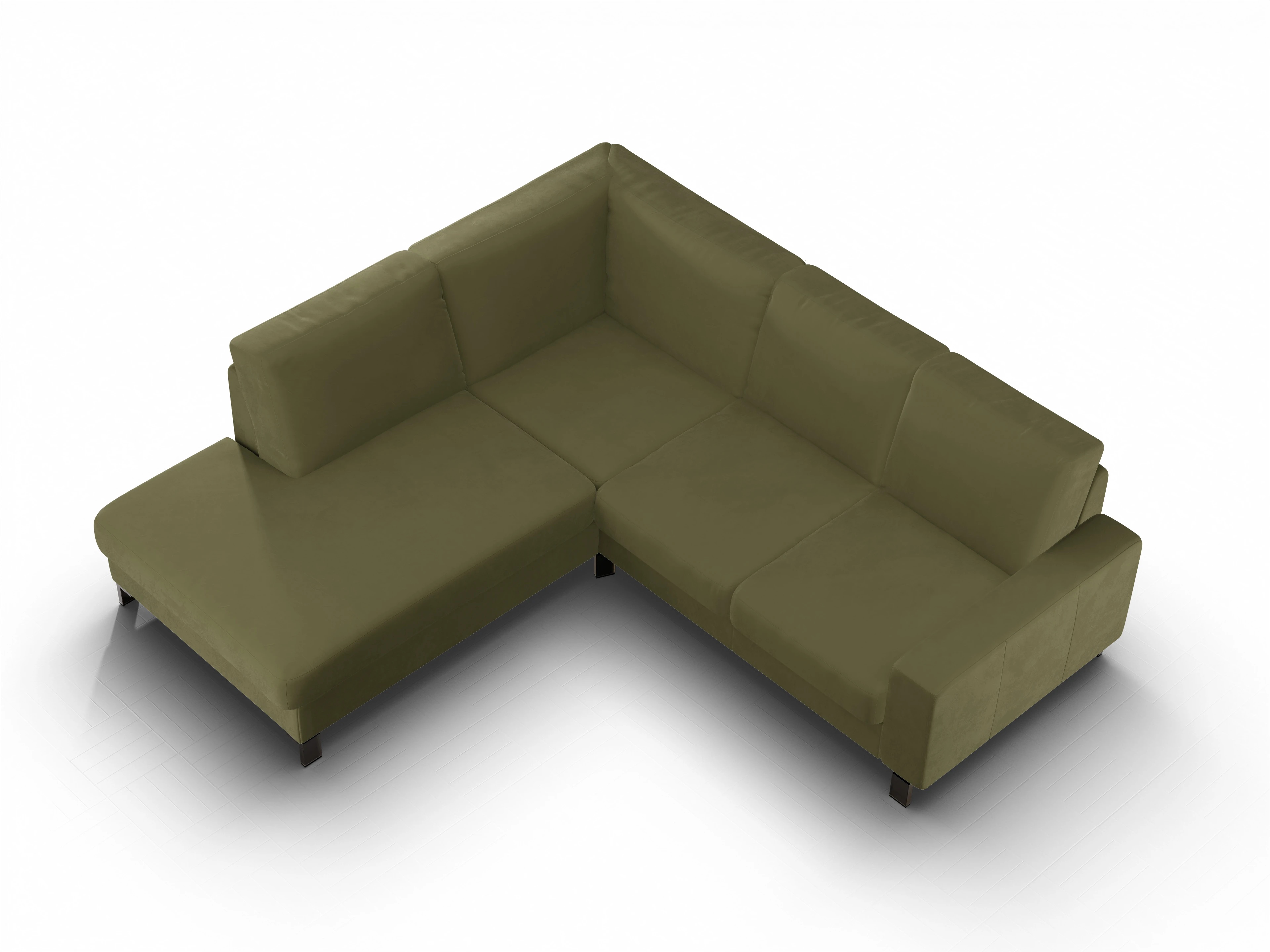 Ansicht des Produktes Casco 2.0 Ecksofa links Abschluss offen in Stoff Grün