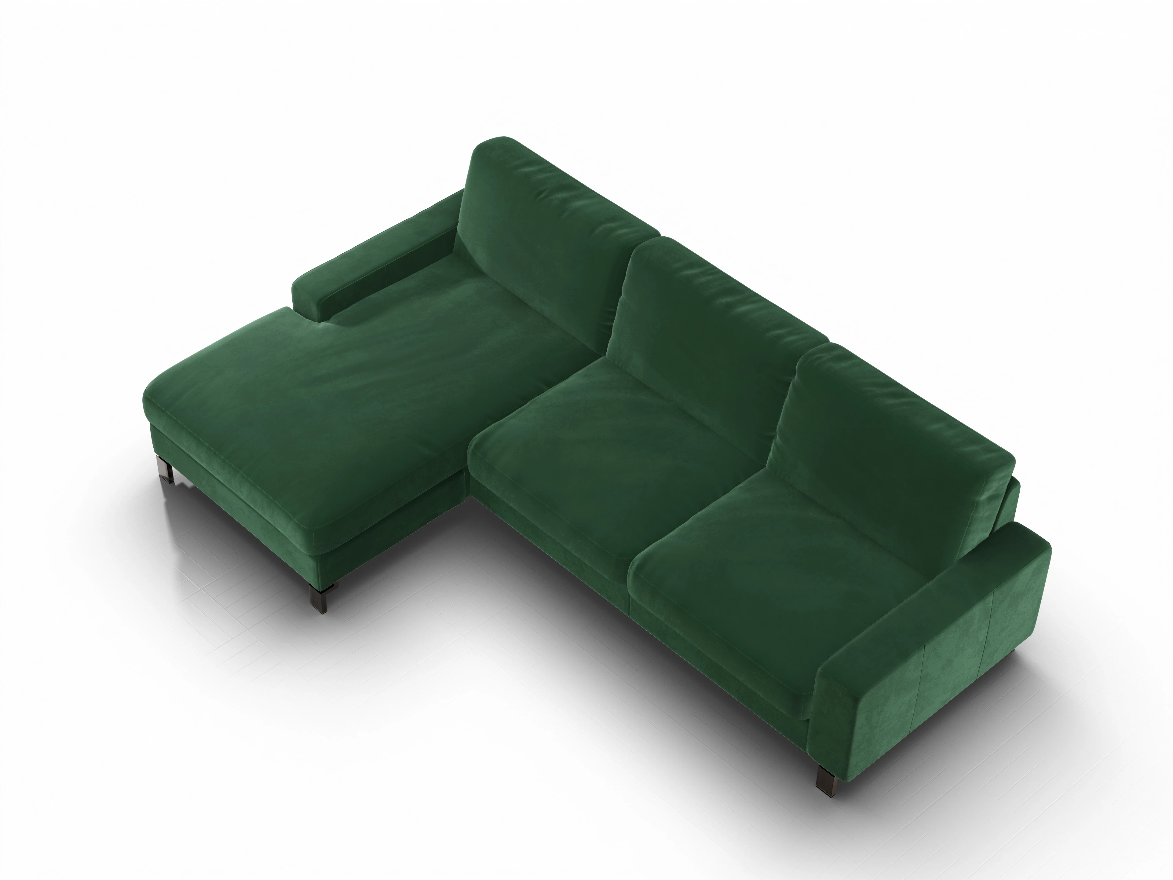 Ansicht des Produktes Casco 2.0 Ecksofa links Abschluss offen in Stoff Grün