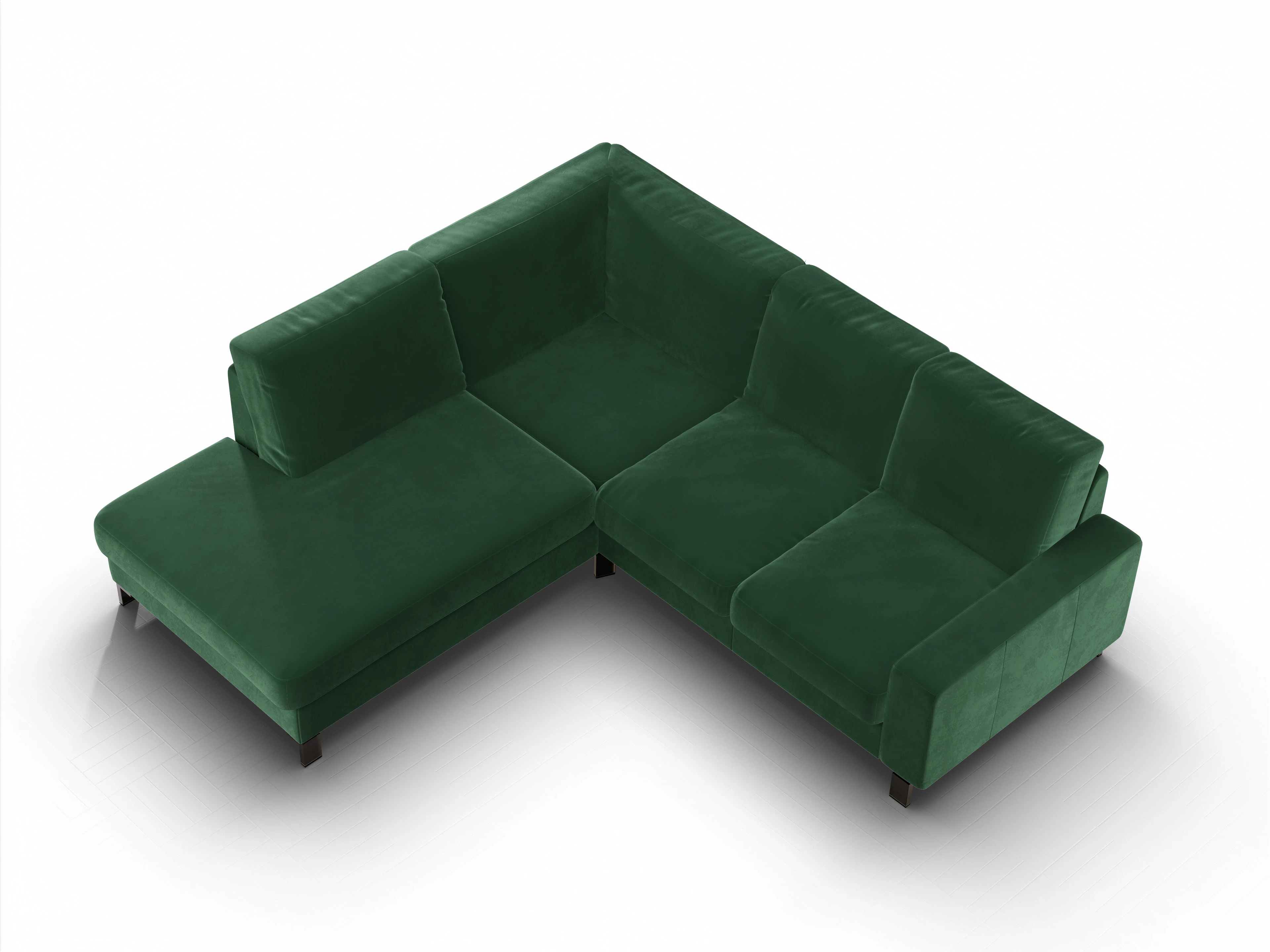 Ansicht des Produktes Casco 2.0 Ecksofa links Abschluss offen in Stoff Grün