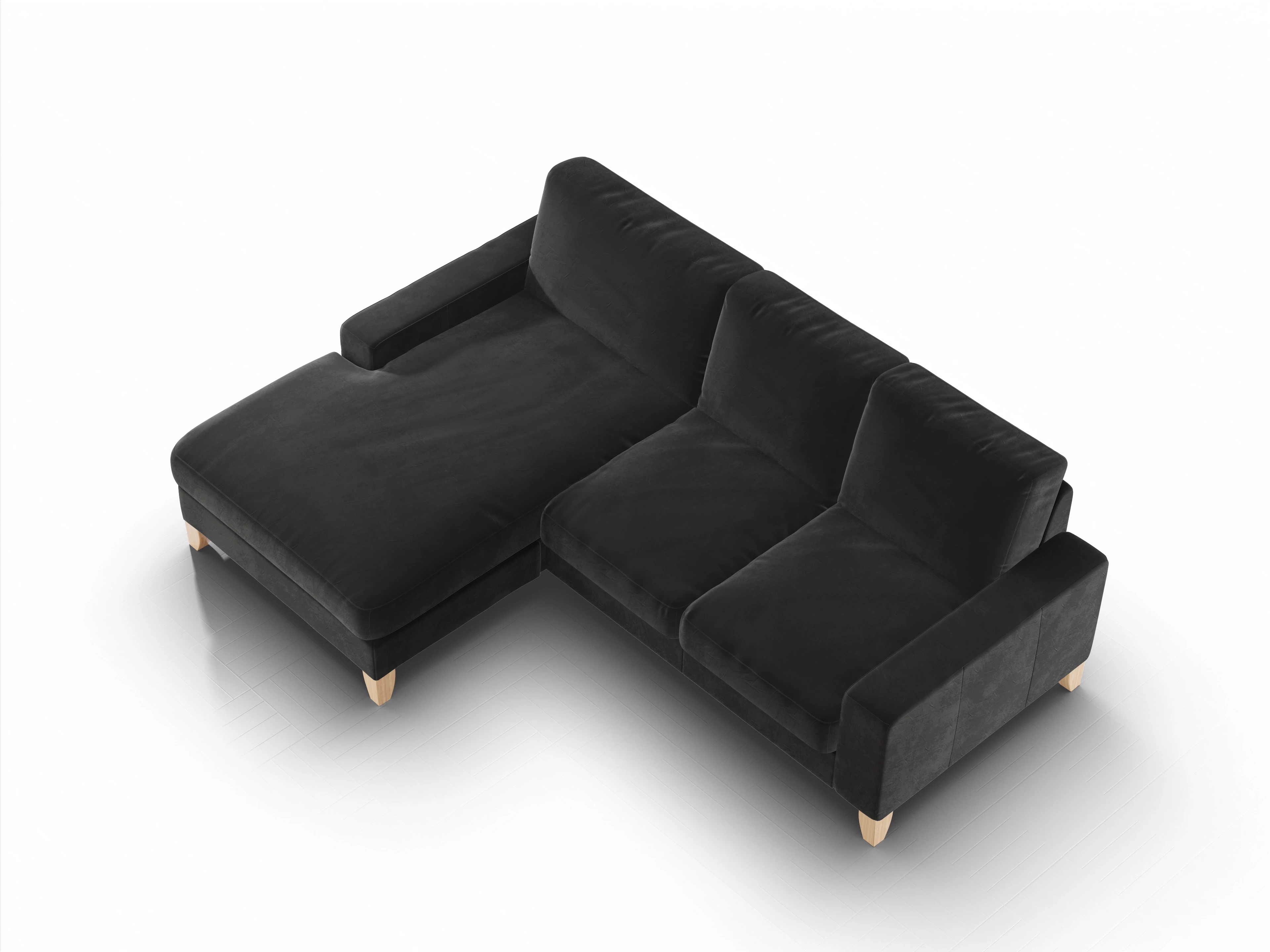 Ansicht des Produktes Casco 2.0 Ecksofa links Abschluss offen in Stoff Schwarz