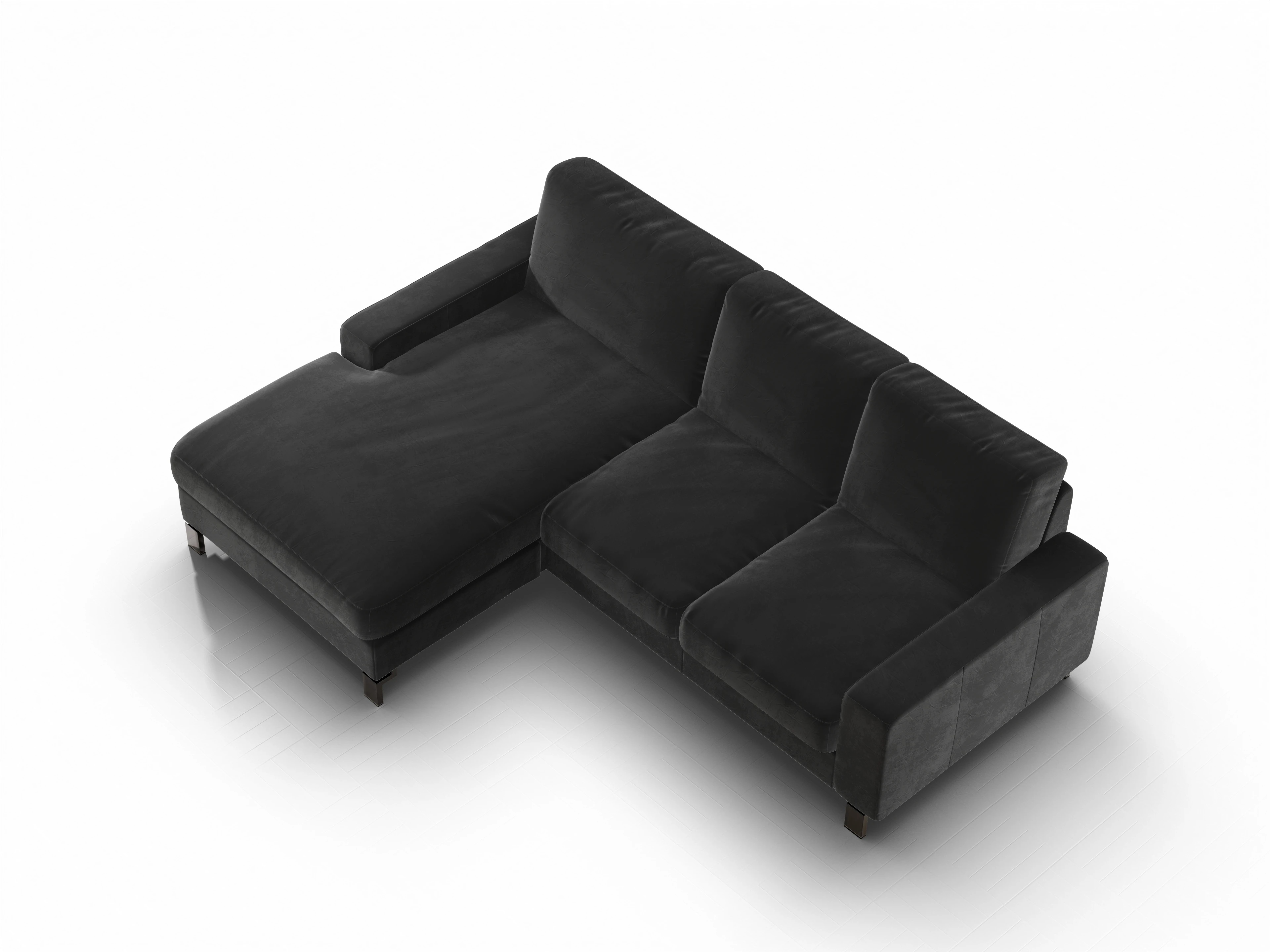 Ansicht des Produktes Casco 2.0 Ecksofa links Abschluss offen in Stoff Schwarz