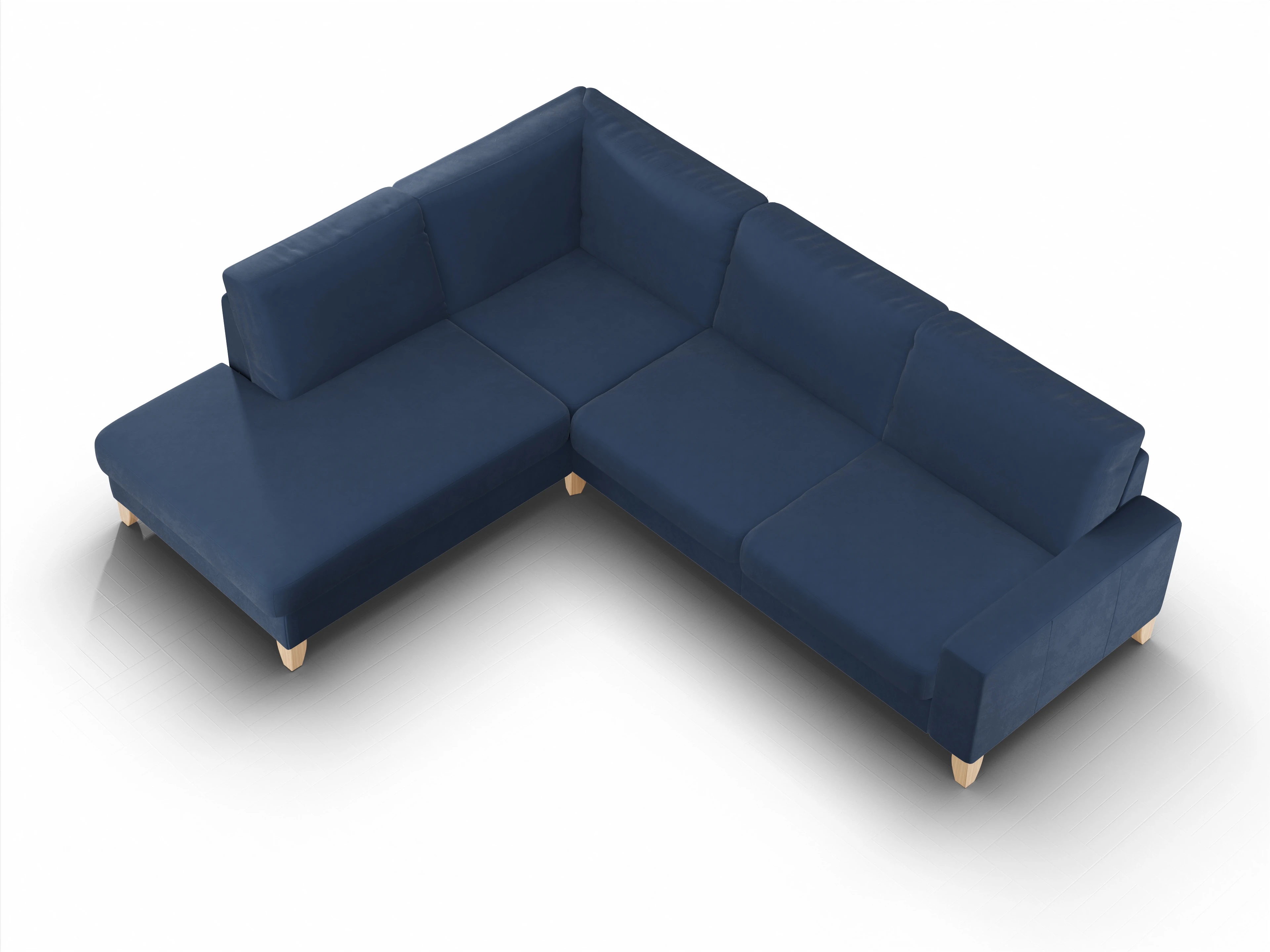 Ansicht des Produktes Casco 2.0 Ecksofa links Abschluss offen in Stoff Blau