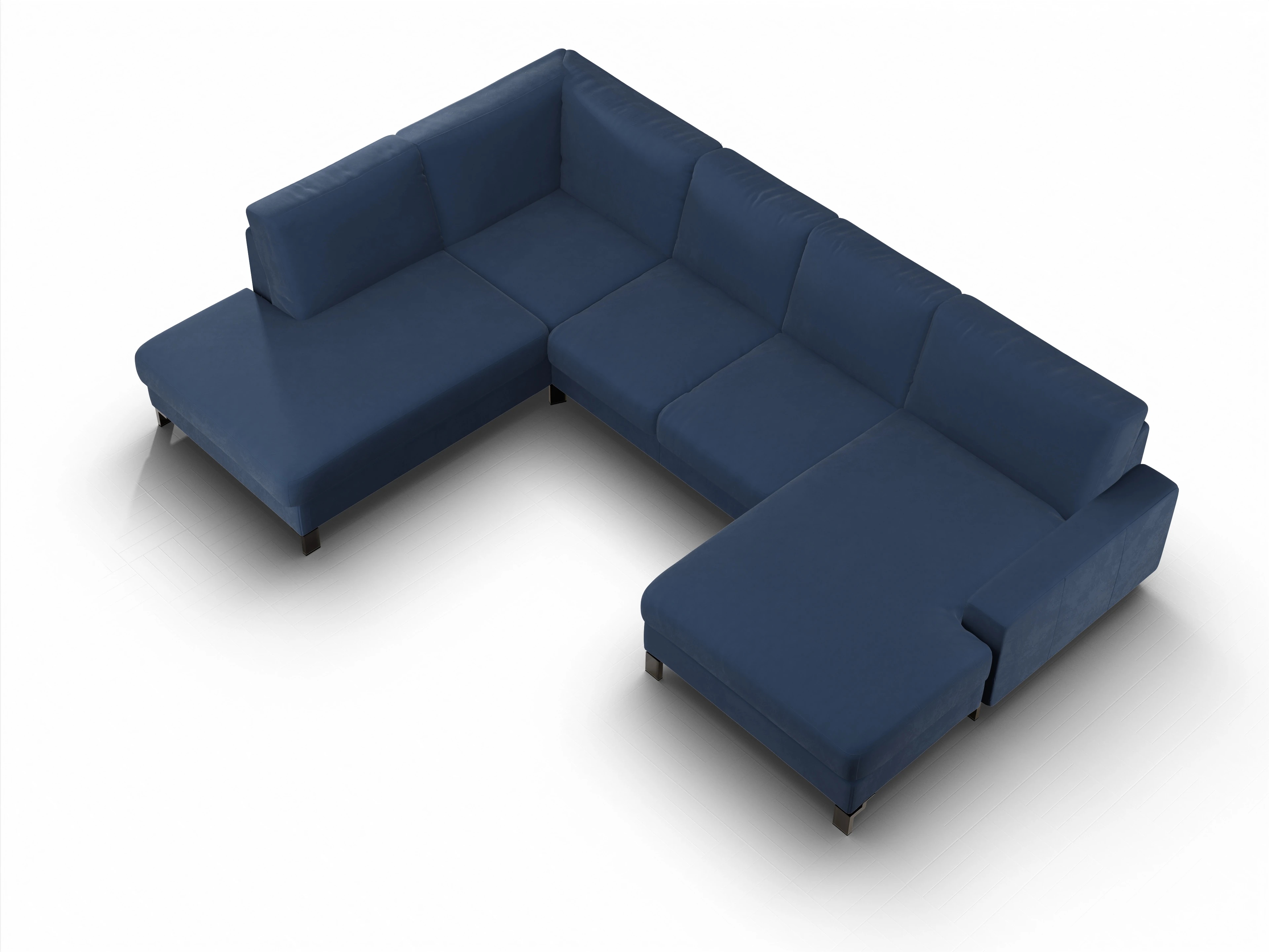 Ansicht des Produktes Casco 2.0 Wohnlandschaft offen beidseitig in Stoff Blau