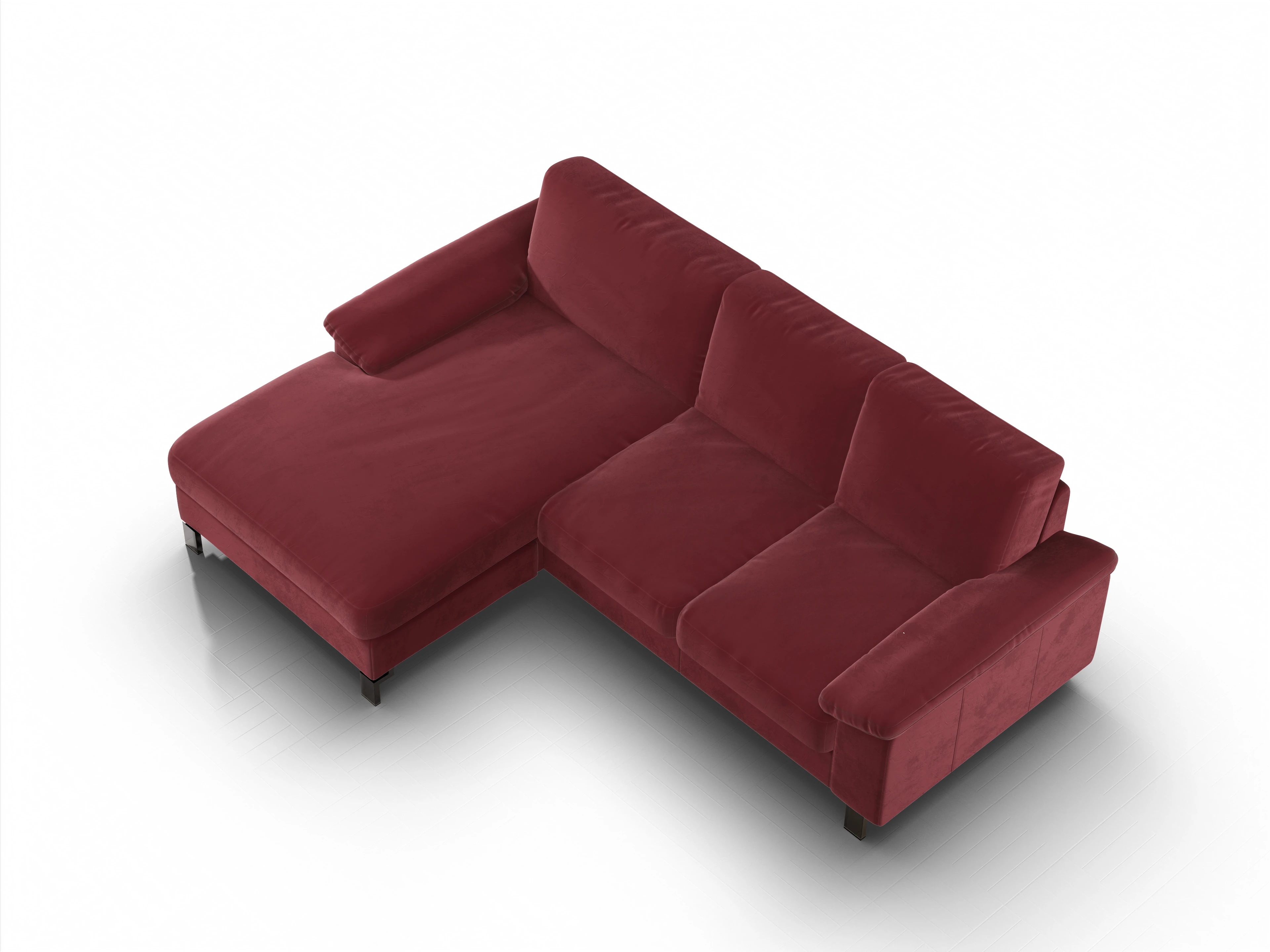 Ansicht des Produktes Casco 2.0 Ecksofa links Abschluss offen in Stoff Rot