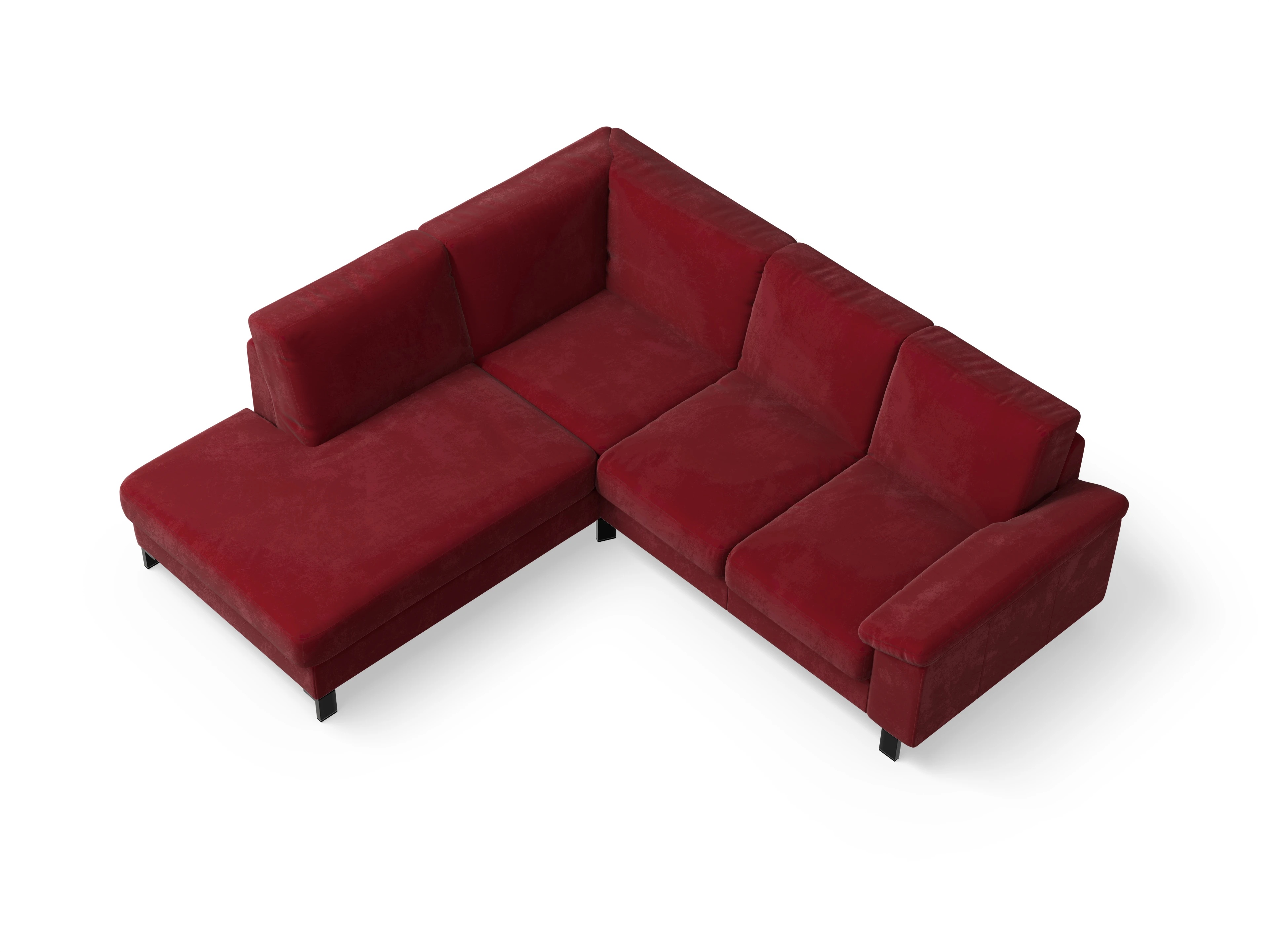 Casco Ecksofa UM Small L Ansicht des Produktes Casco 2.0 Ecksofa links Abschluss offen in Stoff Rot