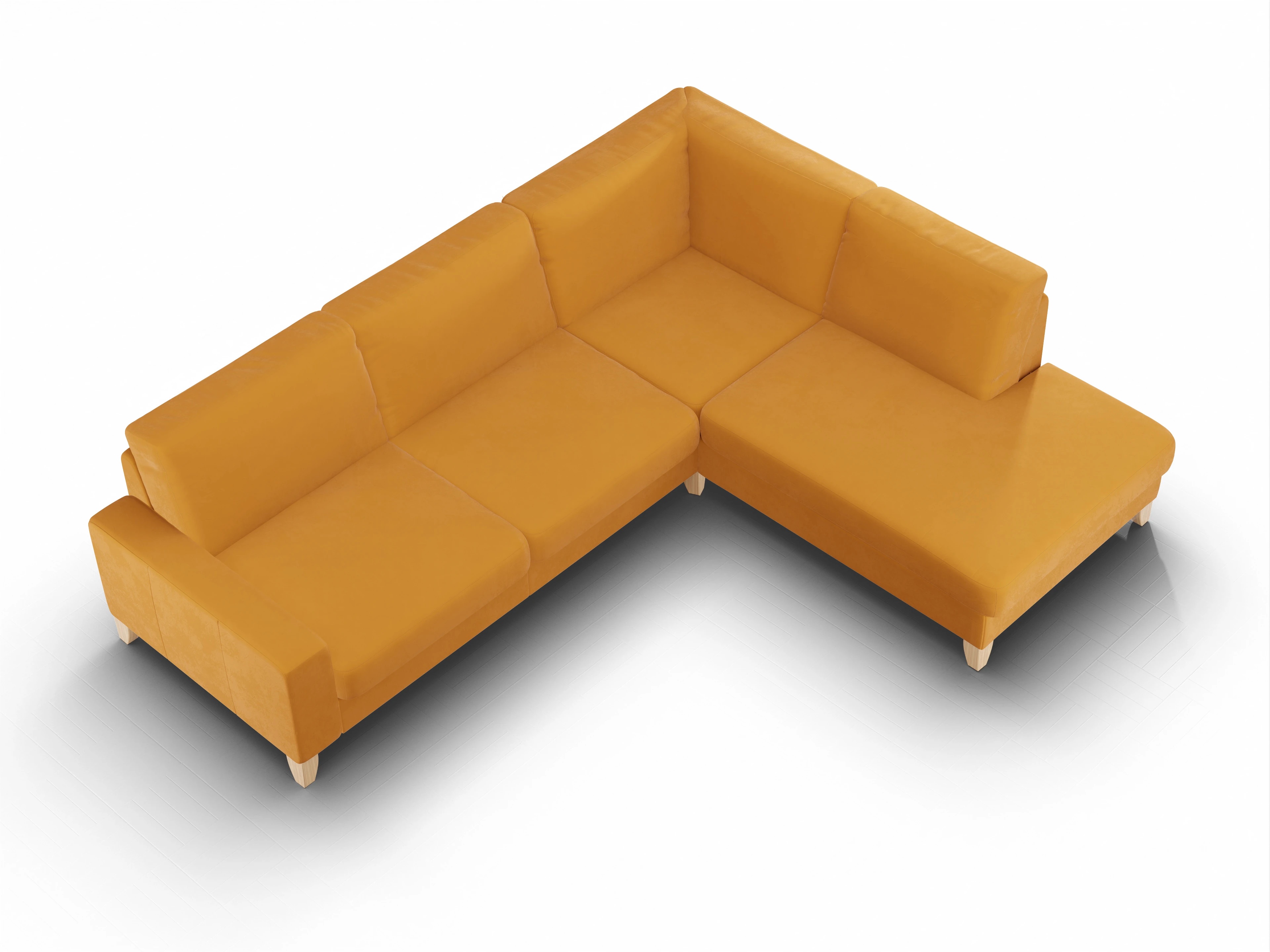 Ansicht des Produktes Casco 2.0 Ecksofa rechts Abschluss offen in Stoff Gelb