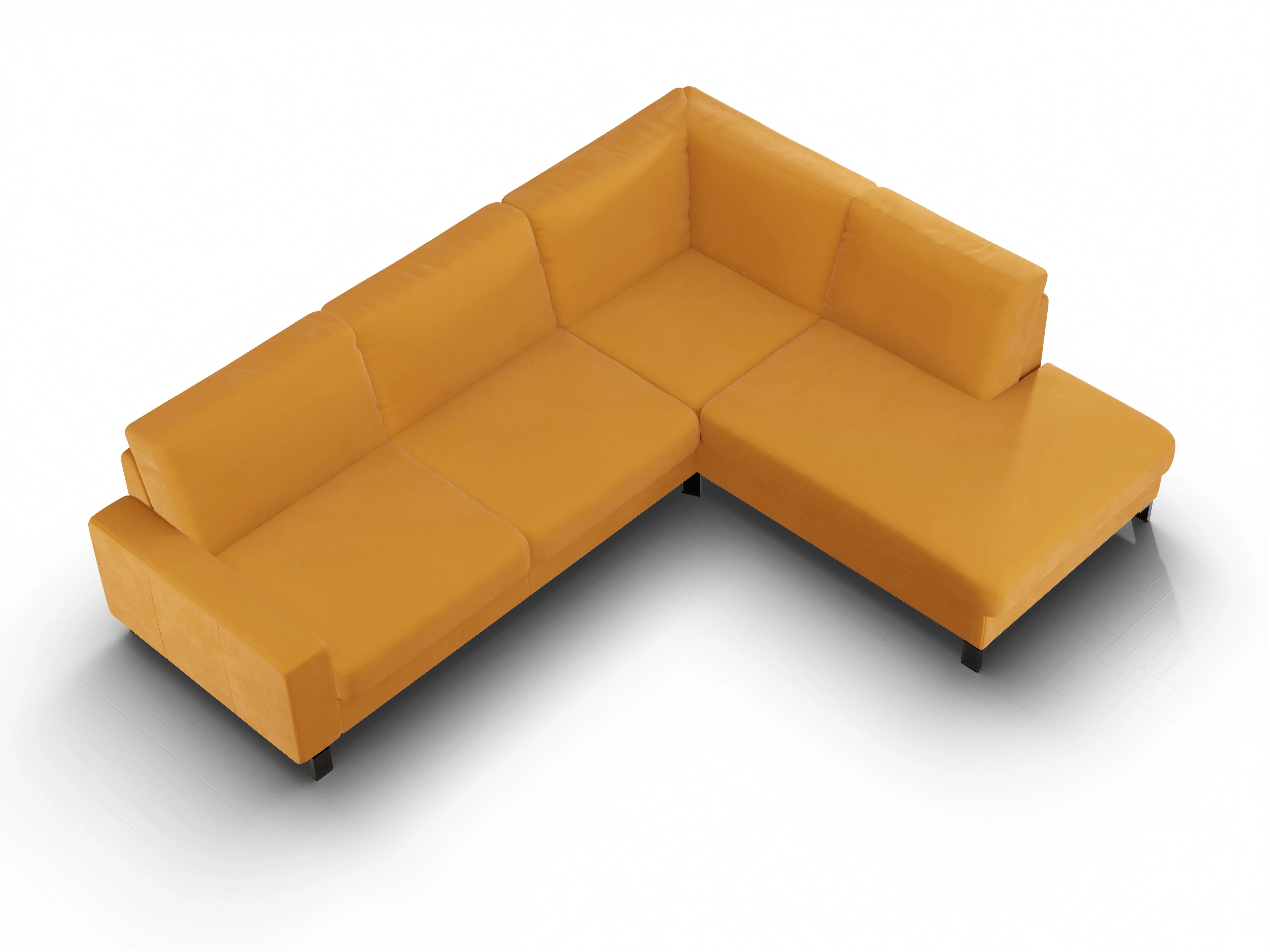 Ansicht des Produktes Casco 2.0 Ecksofa rechts Abschluss offen in Stoff Gelb