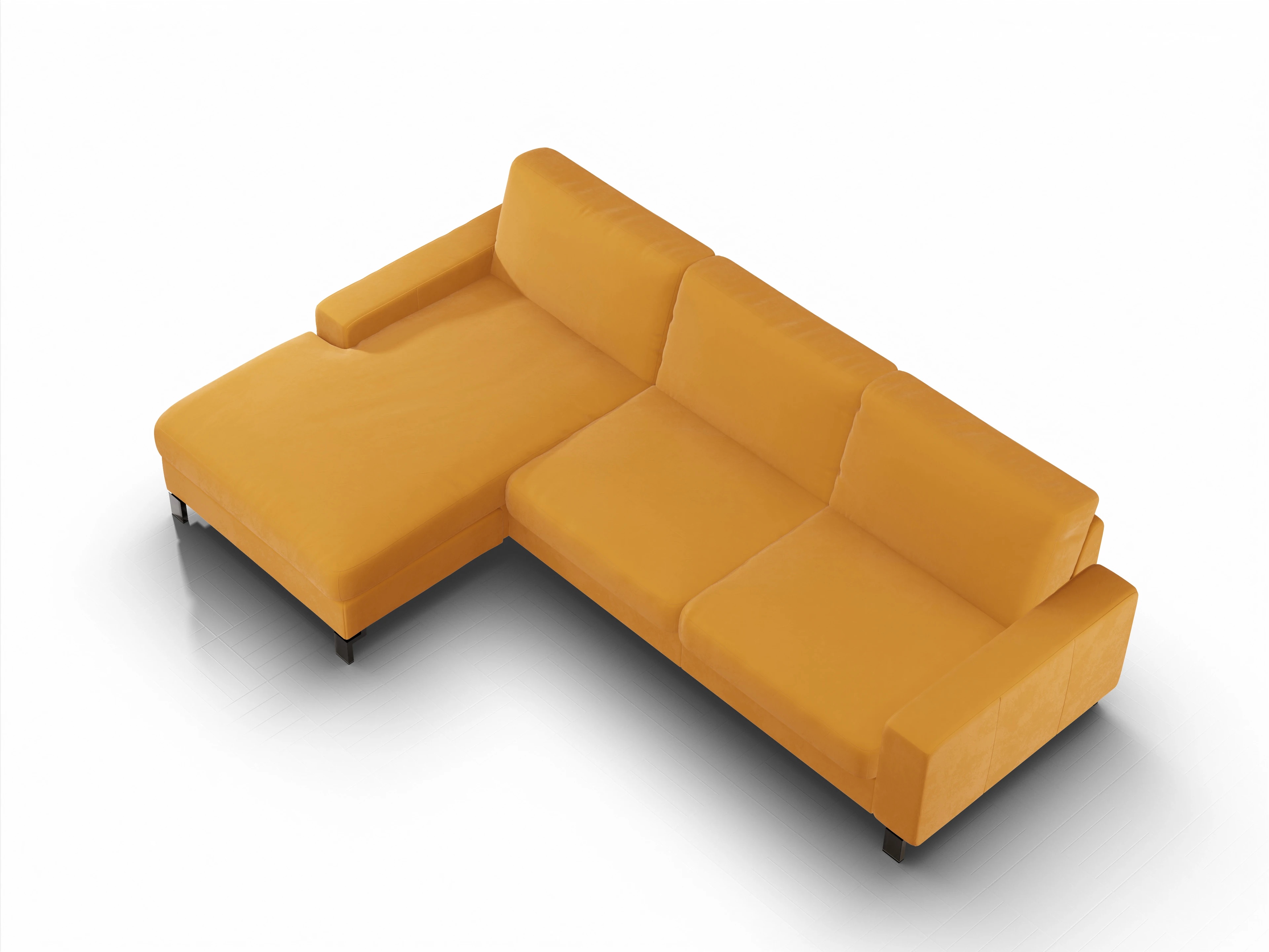 Ansicht des Produktes Casco 2.0 Ecksofa links Abschluss offen in Stoff Gelb