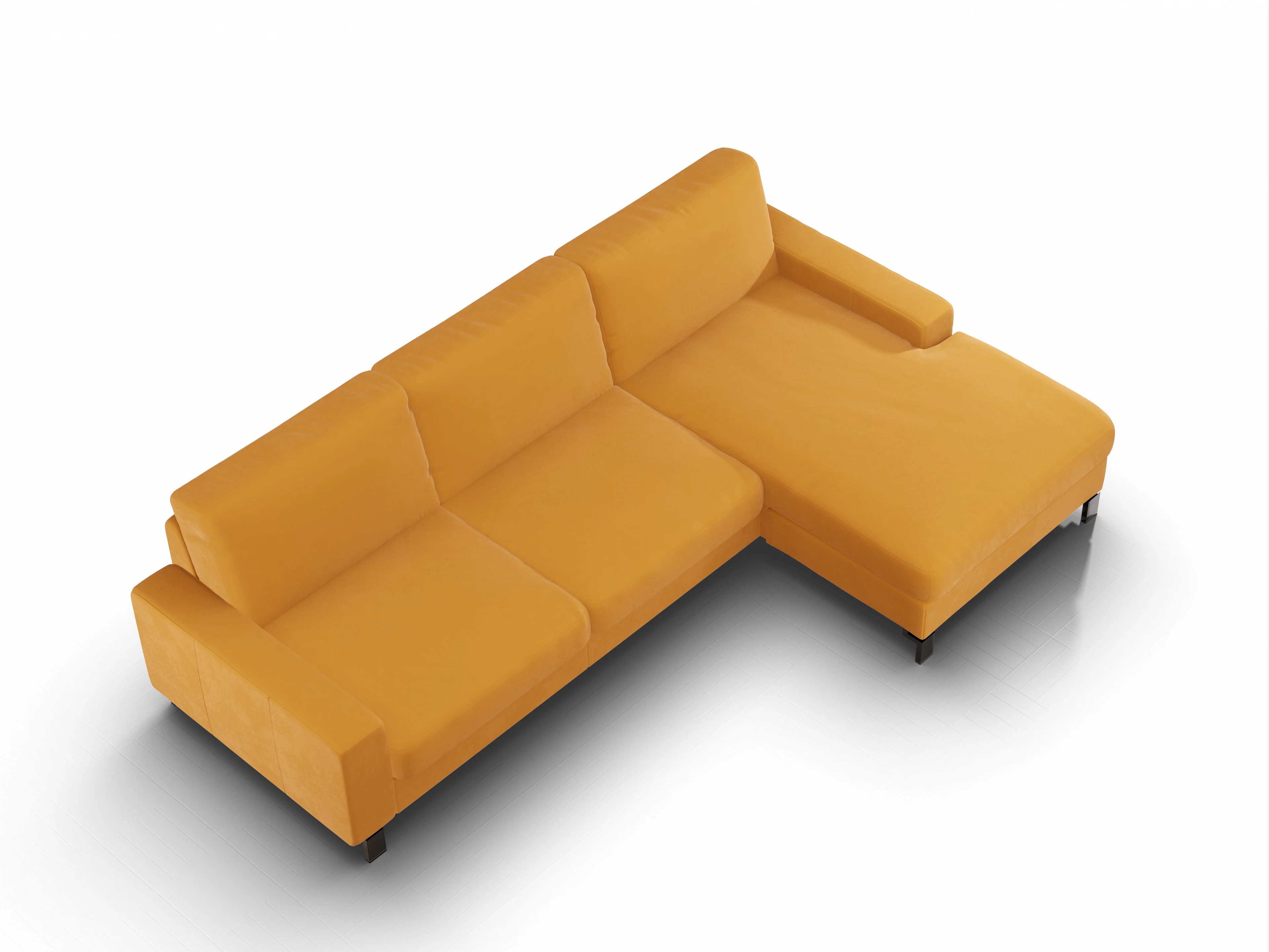 Ansicht des Produktes Casco 2.0 Ecksofa rechts Abschluss offen in Stoff Gelb