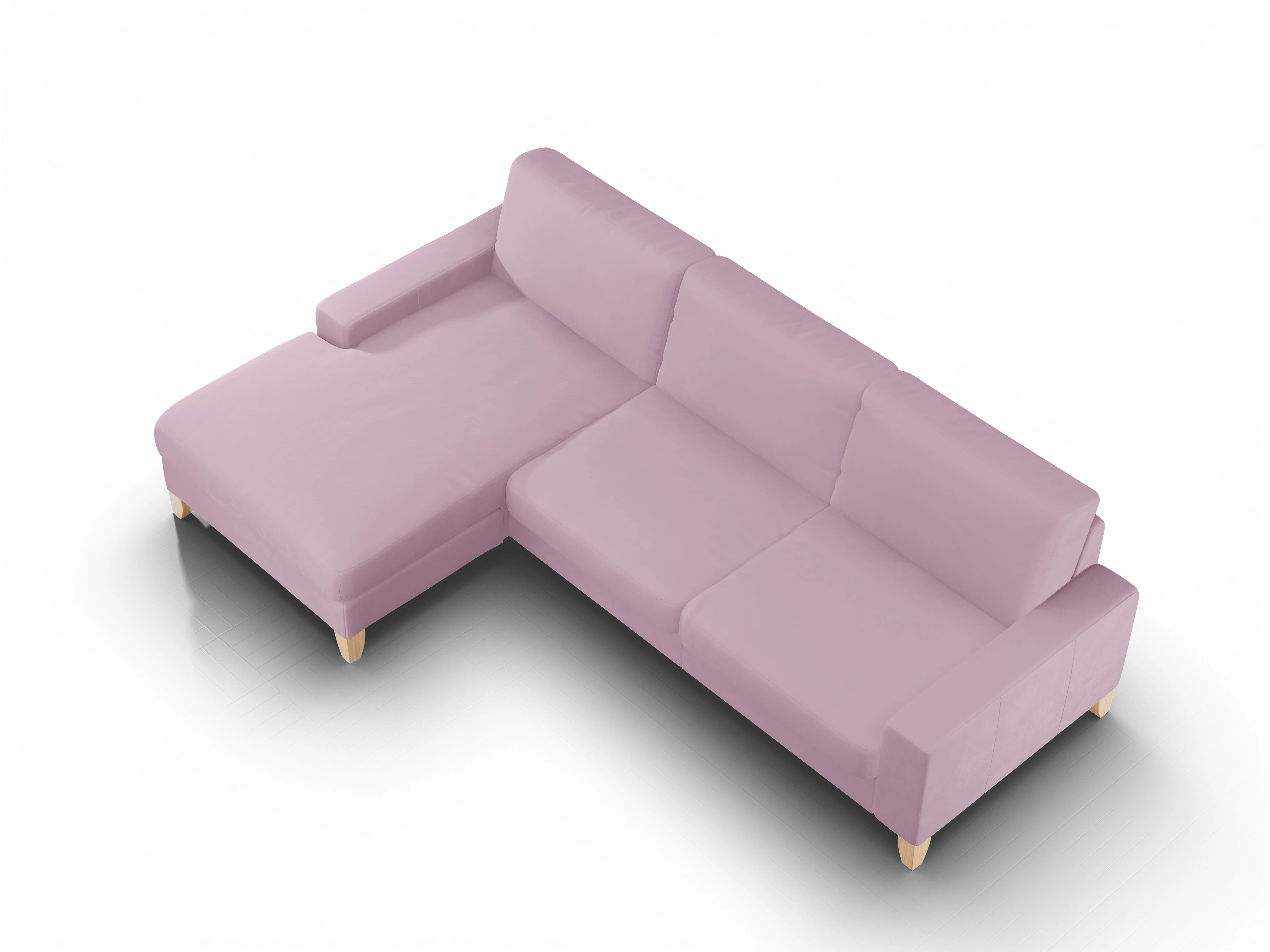 Ansicht des Produktes Casco 2.0 Ecksofa links Abschluss offen in Stoff Rosa