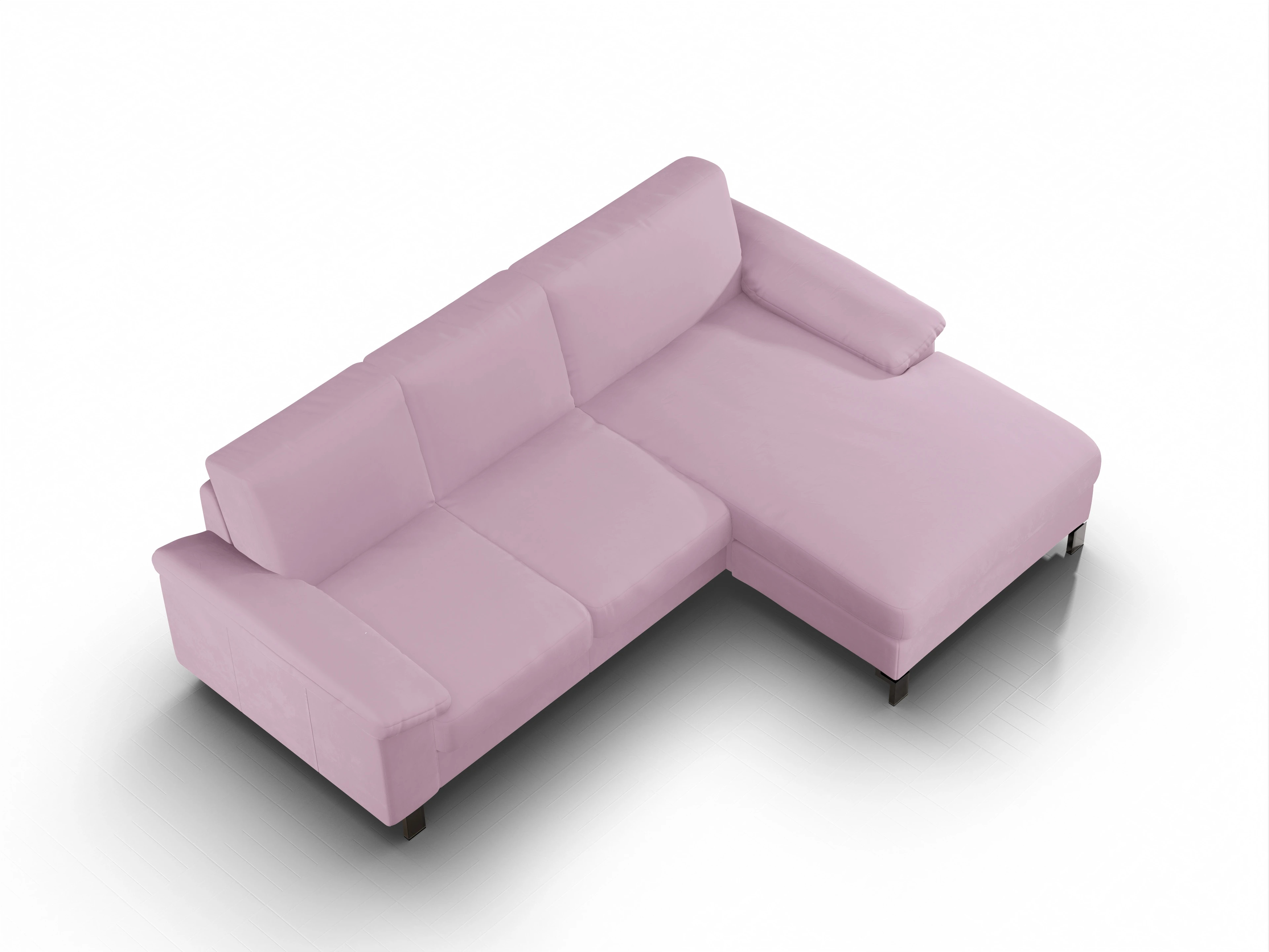 Ansicht des Produktes Casco 2.0 Ecksofa rechts Abschluss offen in Stoff Rosa