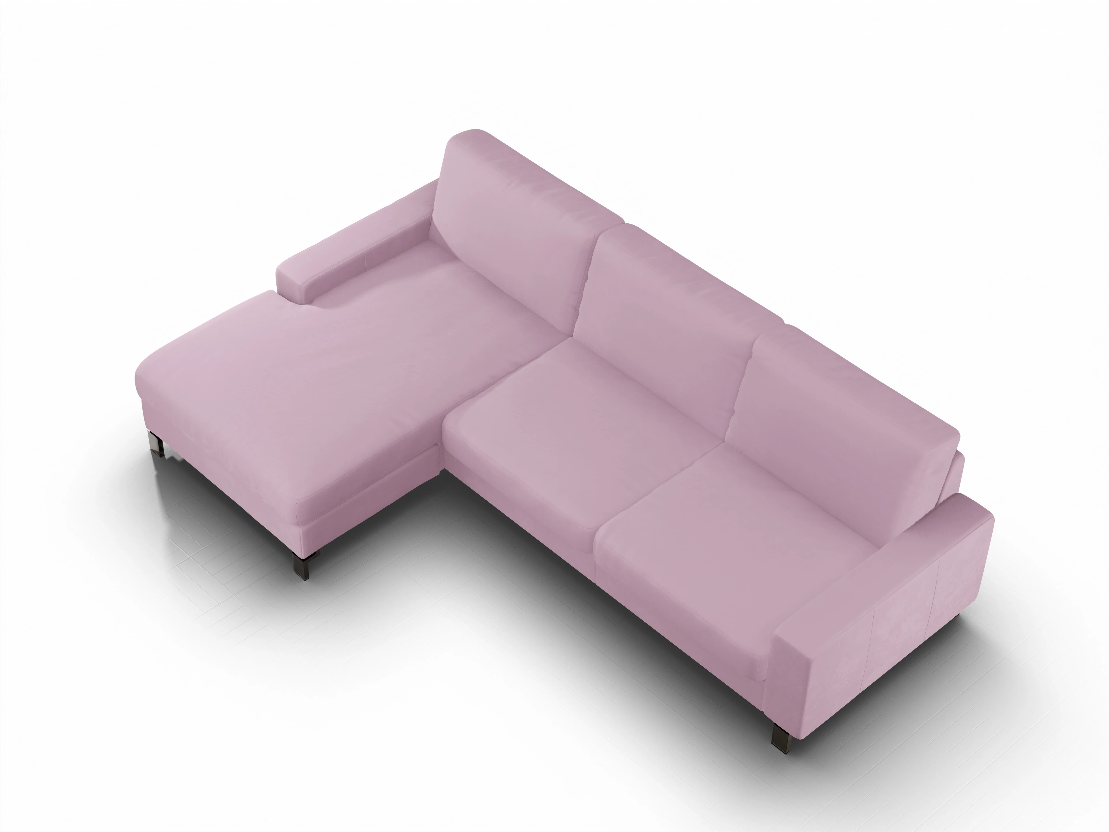 Ansicht des Produktes Casco 2.0 Ecksofa links Abschluss offen in Stoff Rosa