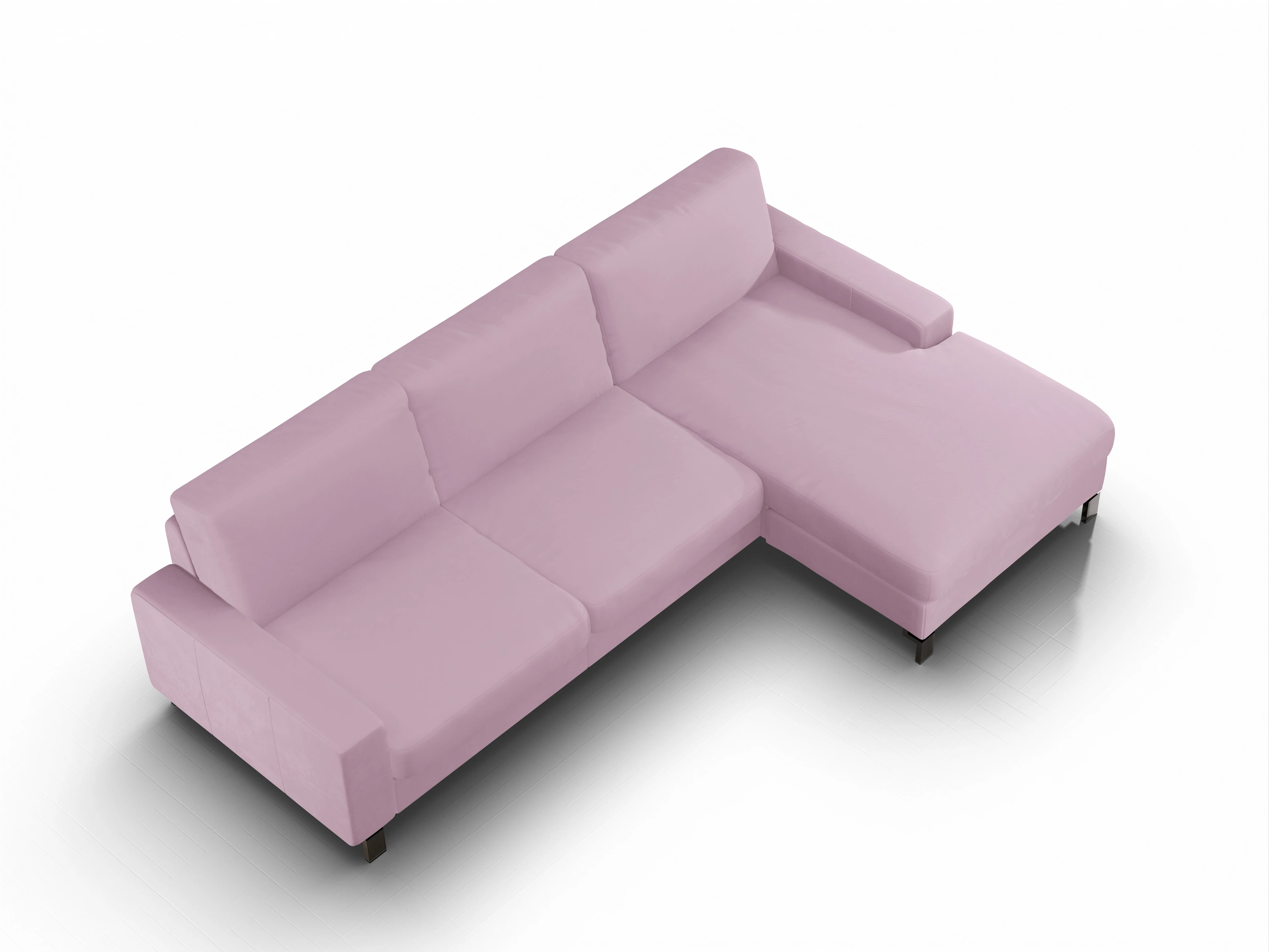 Ansicht des Produktes Casco 2.0 Ecksofa rechts Abschluss offen in Stoff Rosa