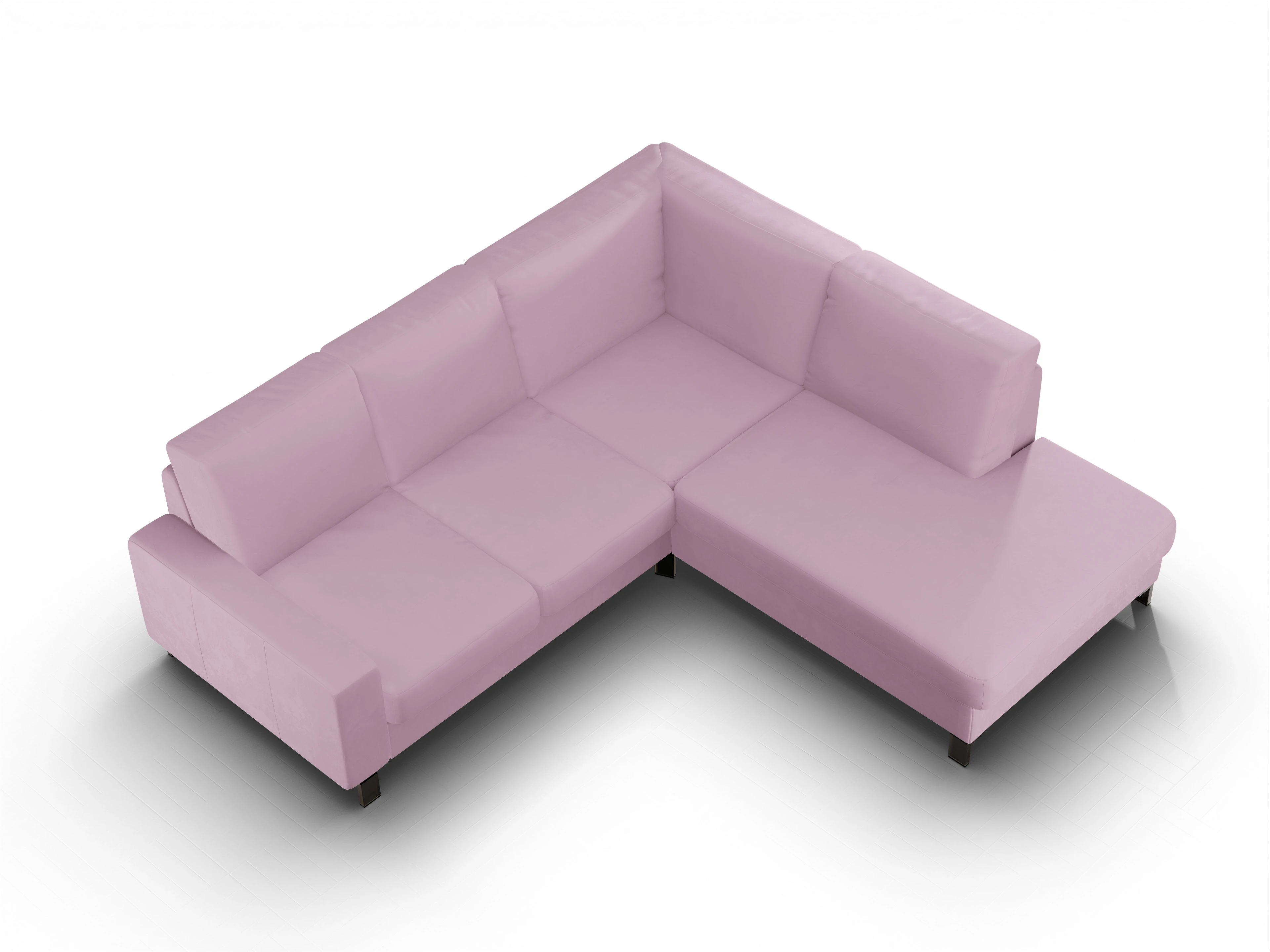 Ansicht des Produktes Casco 2.0 Ecksofa rechts Abschluss offen in Stoff Rosa