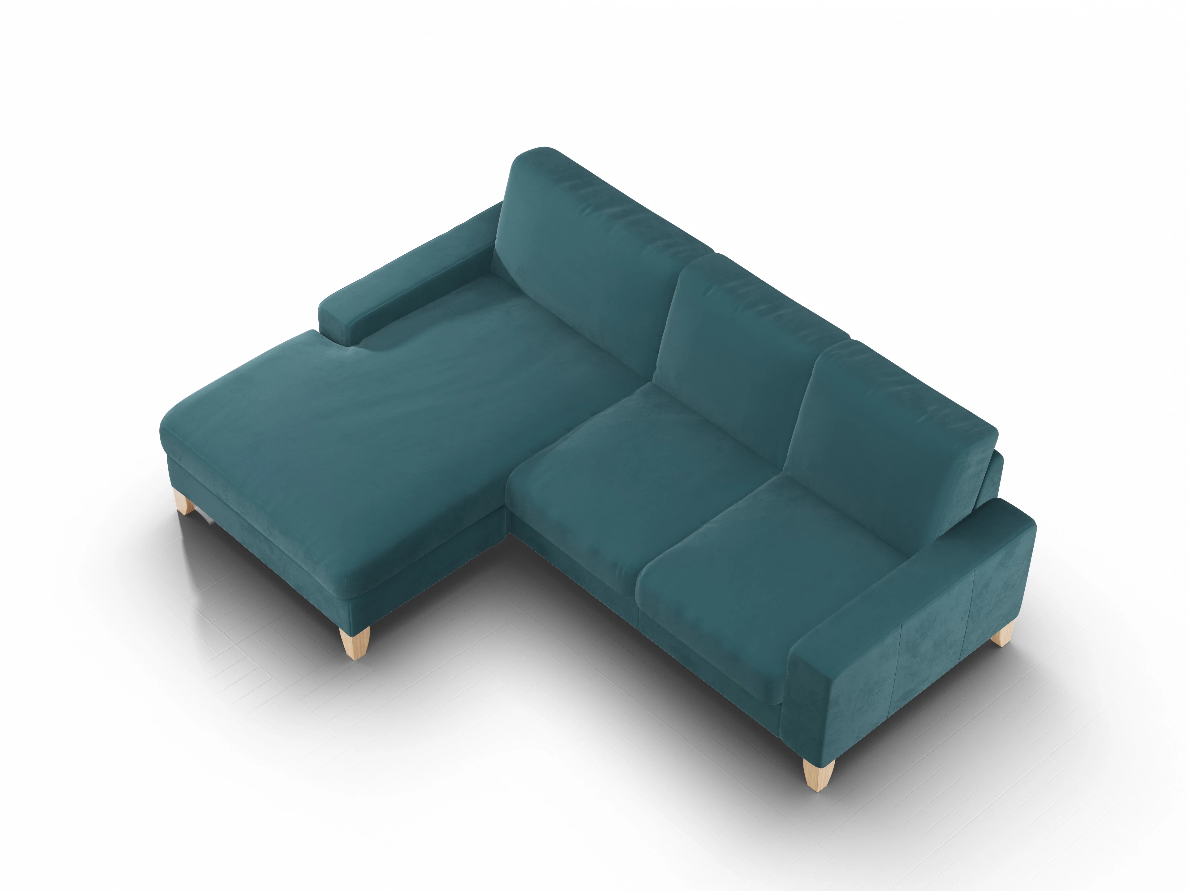 Ansicht des Produktes Casco 2.0 Ecksofa links Abschluss offen in Stoff Blau