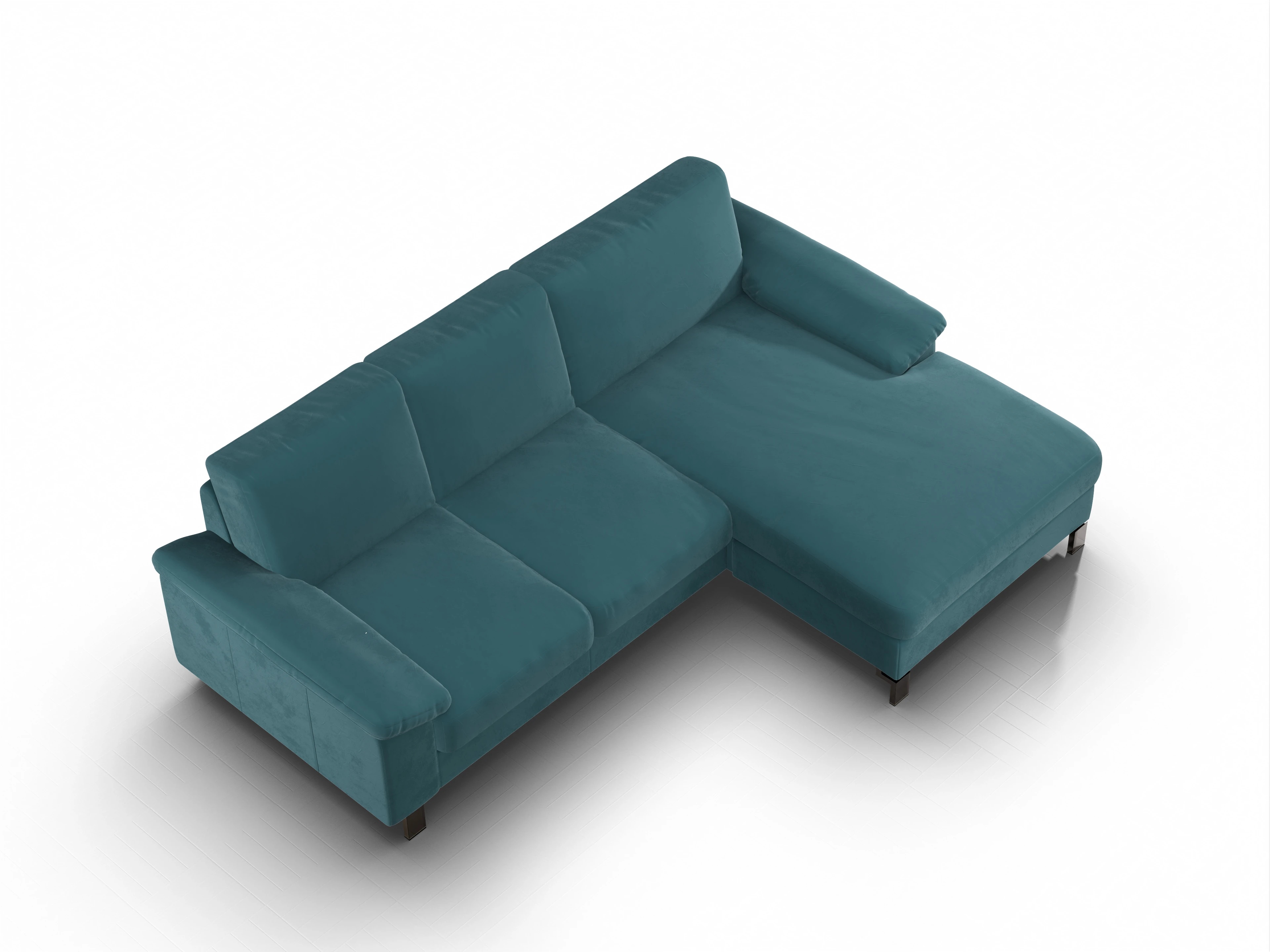 Casco Ecksofa LO Medium R Ansicht des Produktes Casco 2.0 Ecksofa rechts Abschluss offen in Stoff Blau