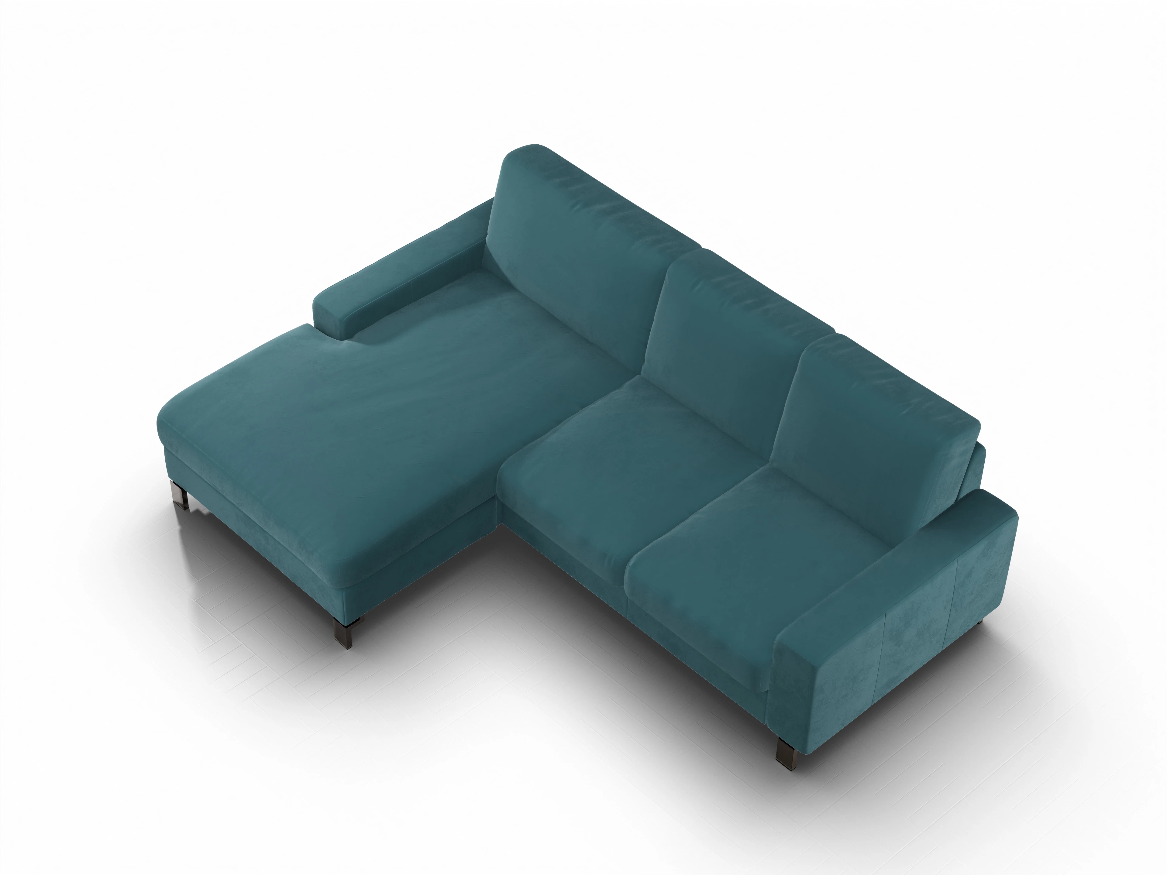 Ansicht des Produktes Casco 2.0 Ecksofa links Abschluss offen in Stoff Blau