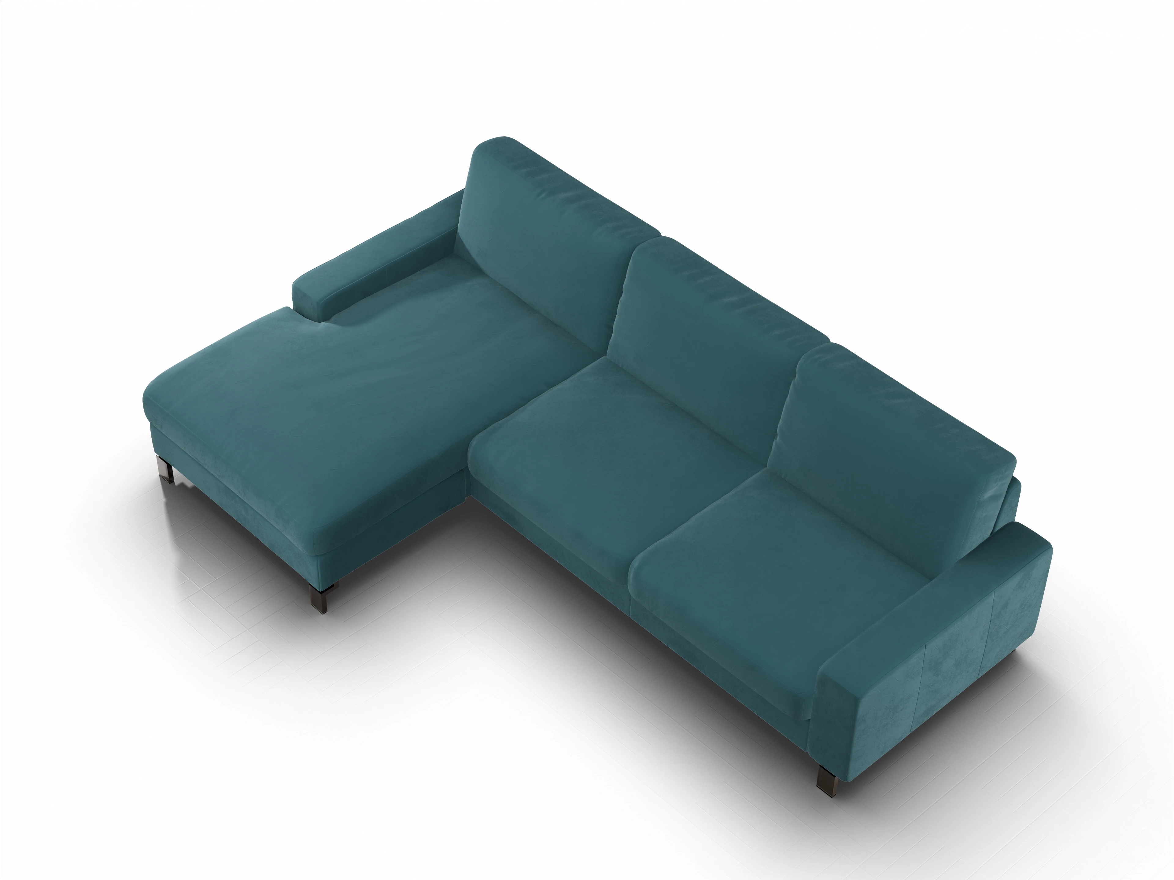 Ansicht des Produktes Casco 2.0 Ecksofa links Abschluss offen in Stoff Blau