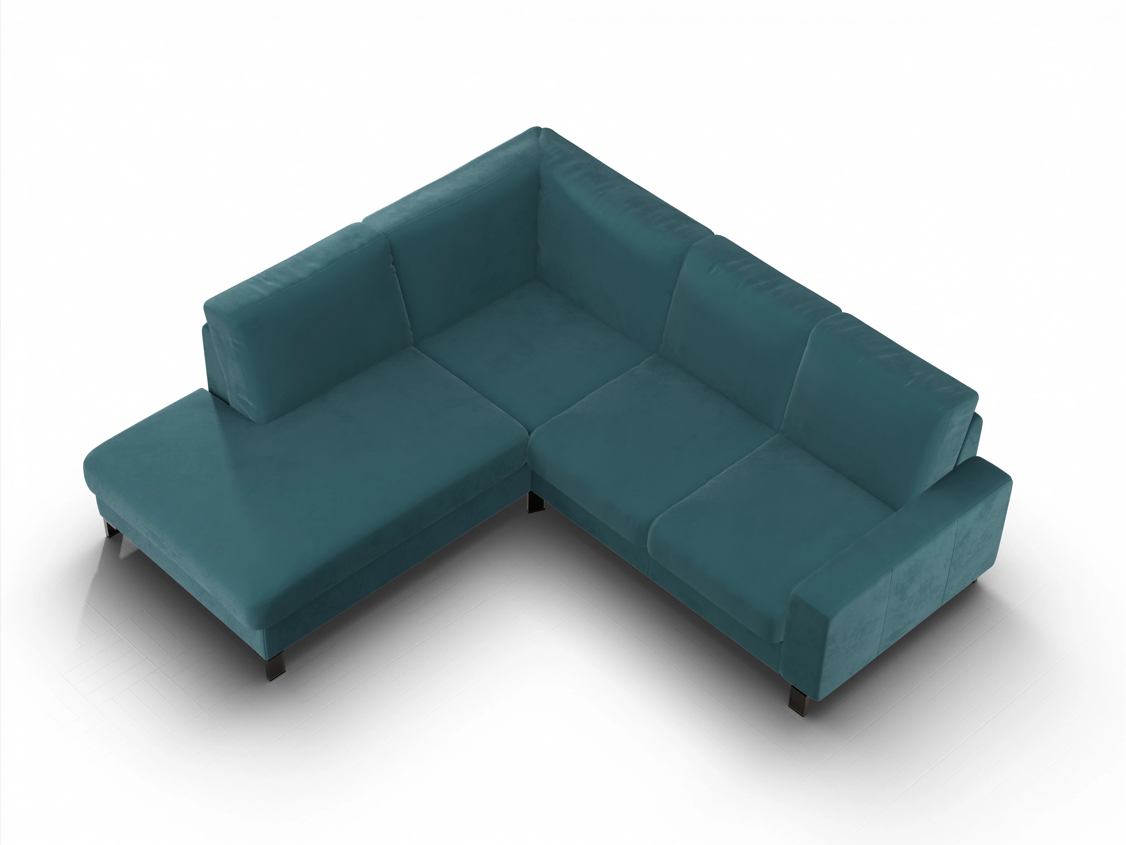 Ansicht des Produktes Casco 2.0 Ecksofa links Abschluss offen in Stoff Blau