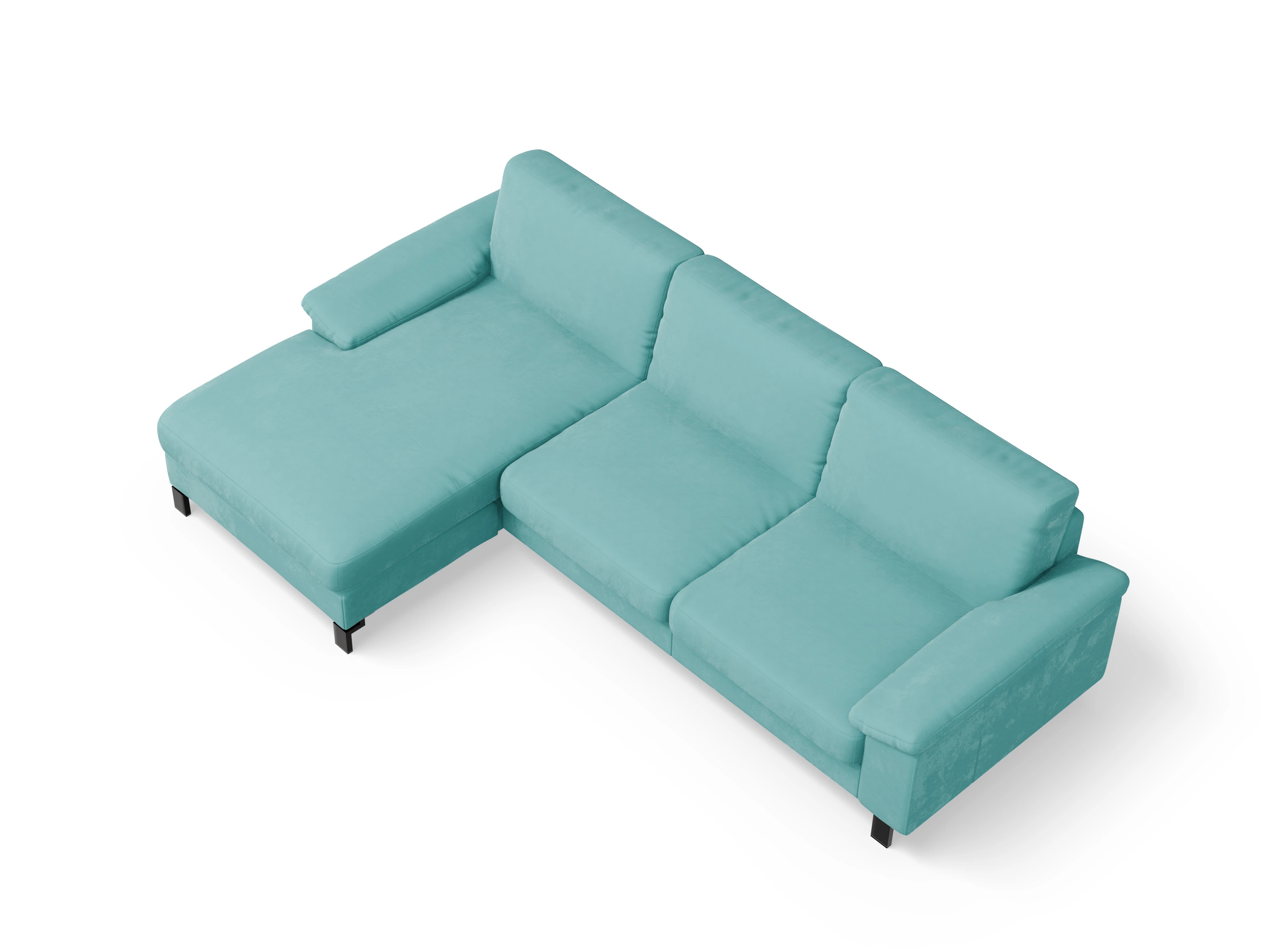 Ansicht des Produktes Casco 2.0 Ecksofa links Abschluss offen in Stoff Blau