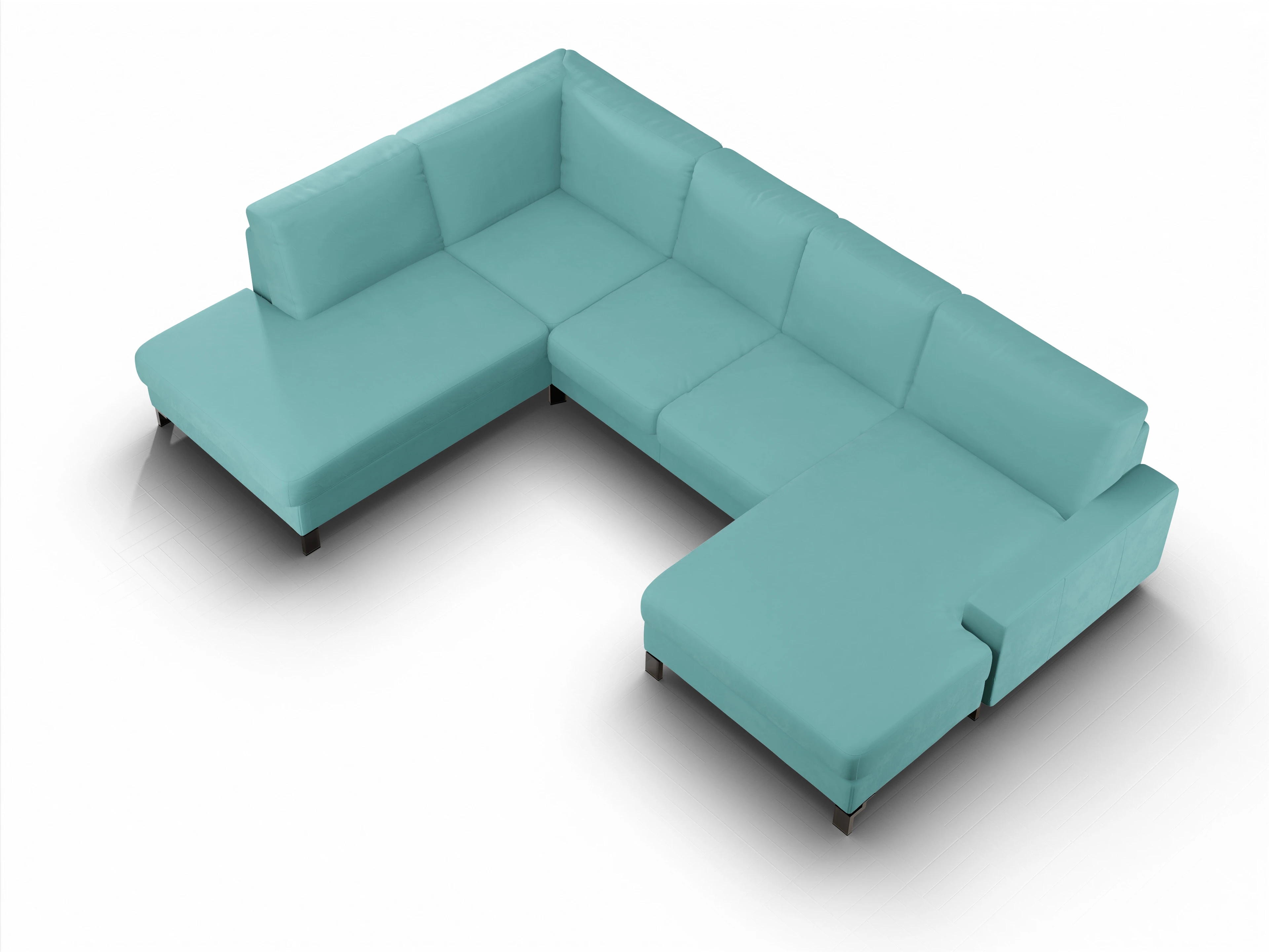 Ansicht des Produktes Casco 2.0 Wohnlandschaft offen beidseitig in Stoff Blau