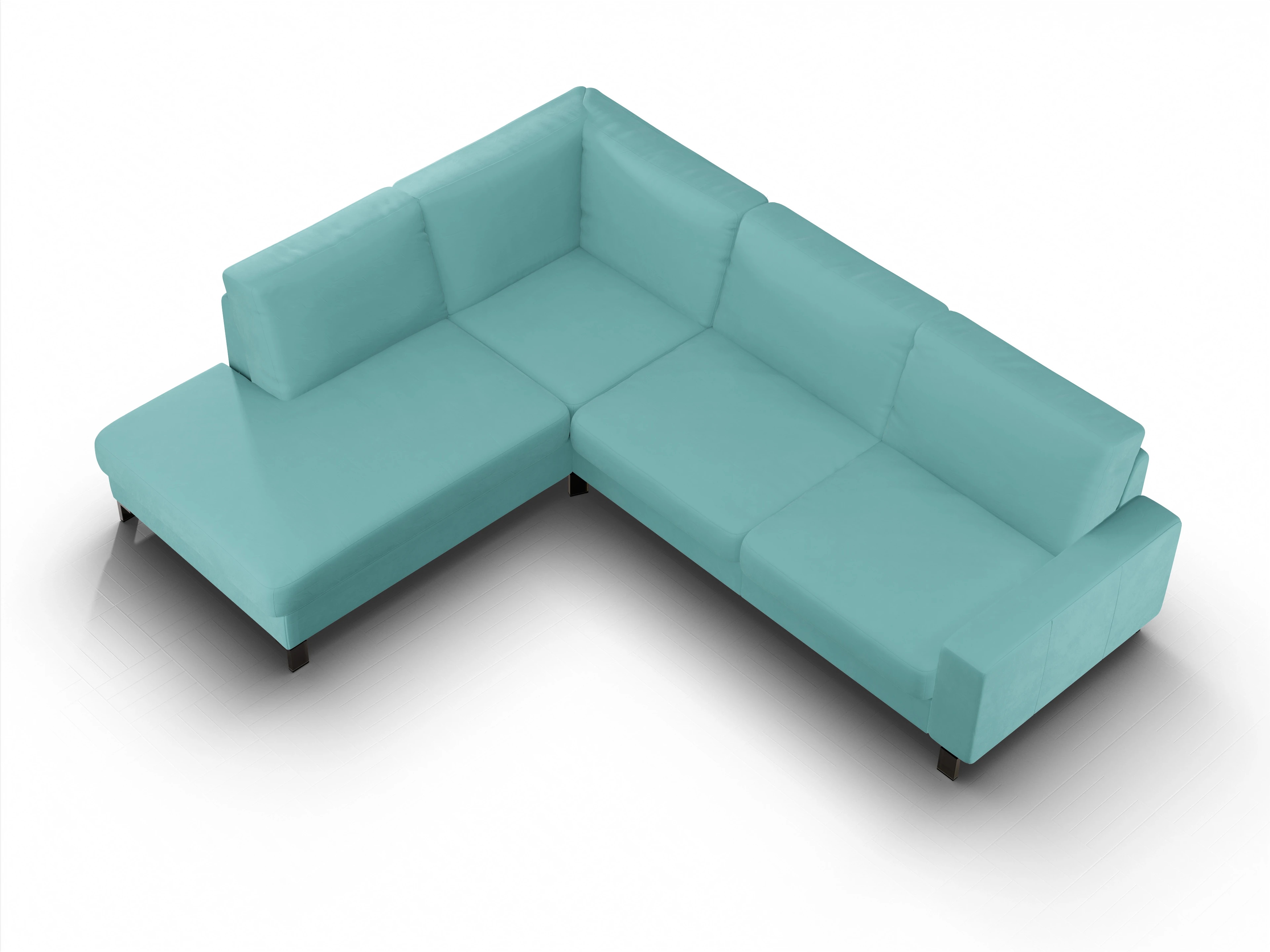 Ansicht des Produktes Casco 2.0 Ecksofa links Abschluss offen in Stoff Blau