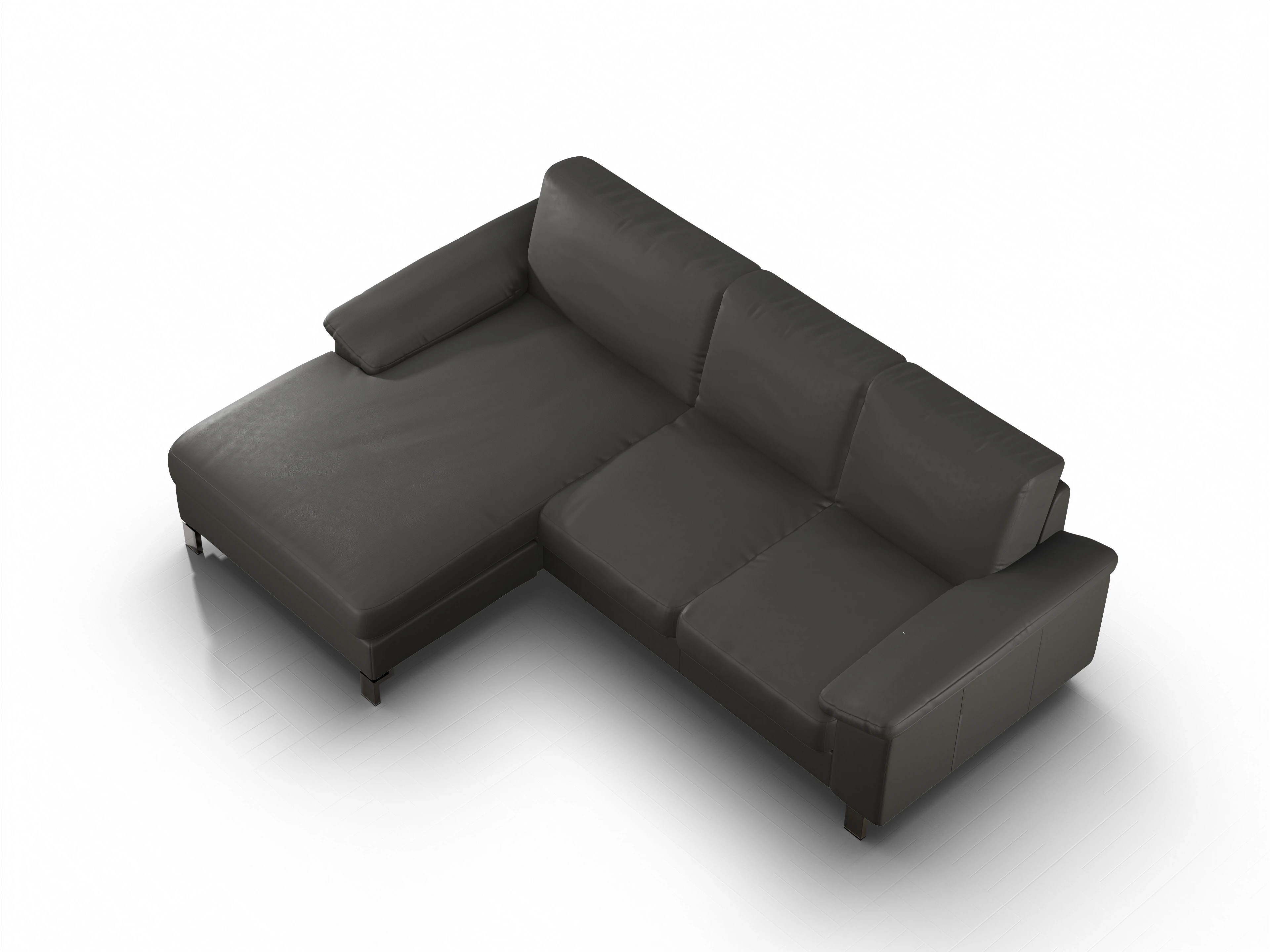 Ansicht des Produktes Casco 2.0 Ecksofa links Abschluss offen in Leder Grau