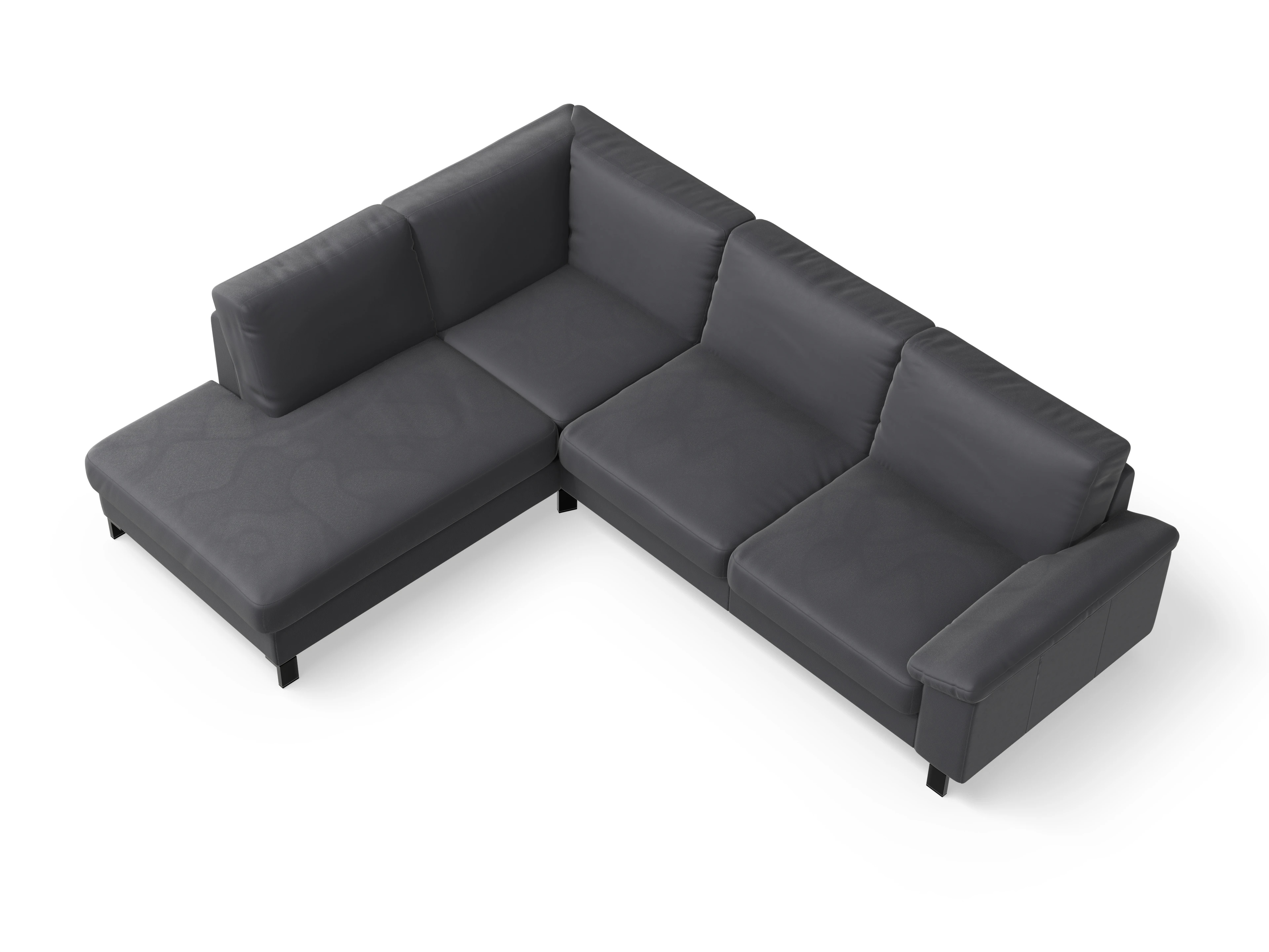 Casco Ecksofa UM Large L Ansicht des Produktes Casco 2.0 Ecksofa links Abschluss offen in Leder Grau