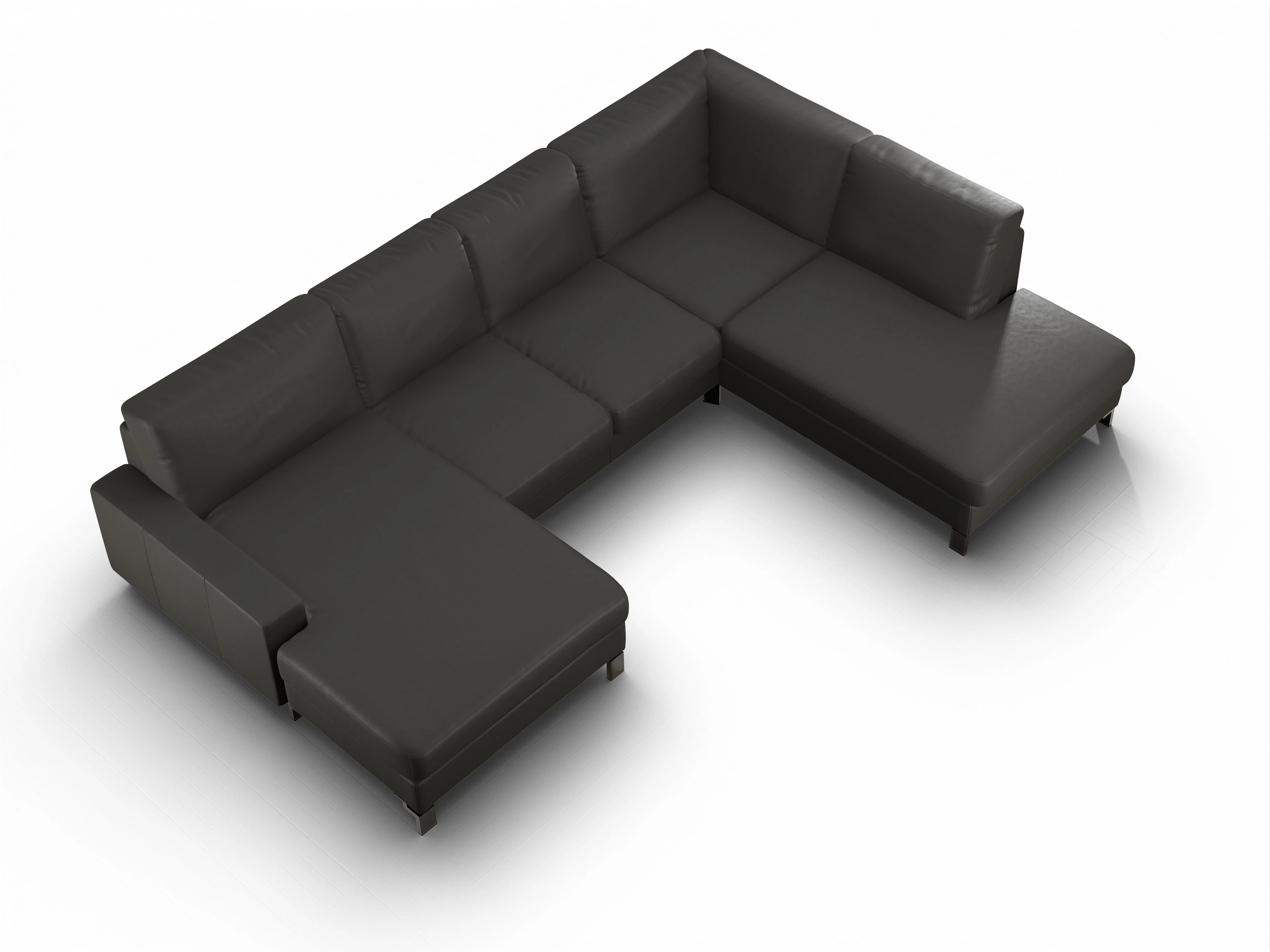 Ansicht des Produktes Casco 2.0 Wohnlandschaft offen beidseitig in Leder Grau