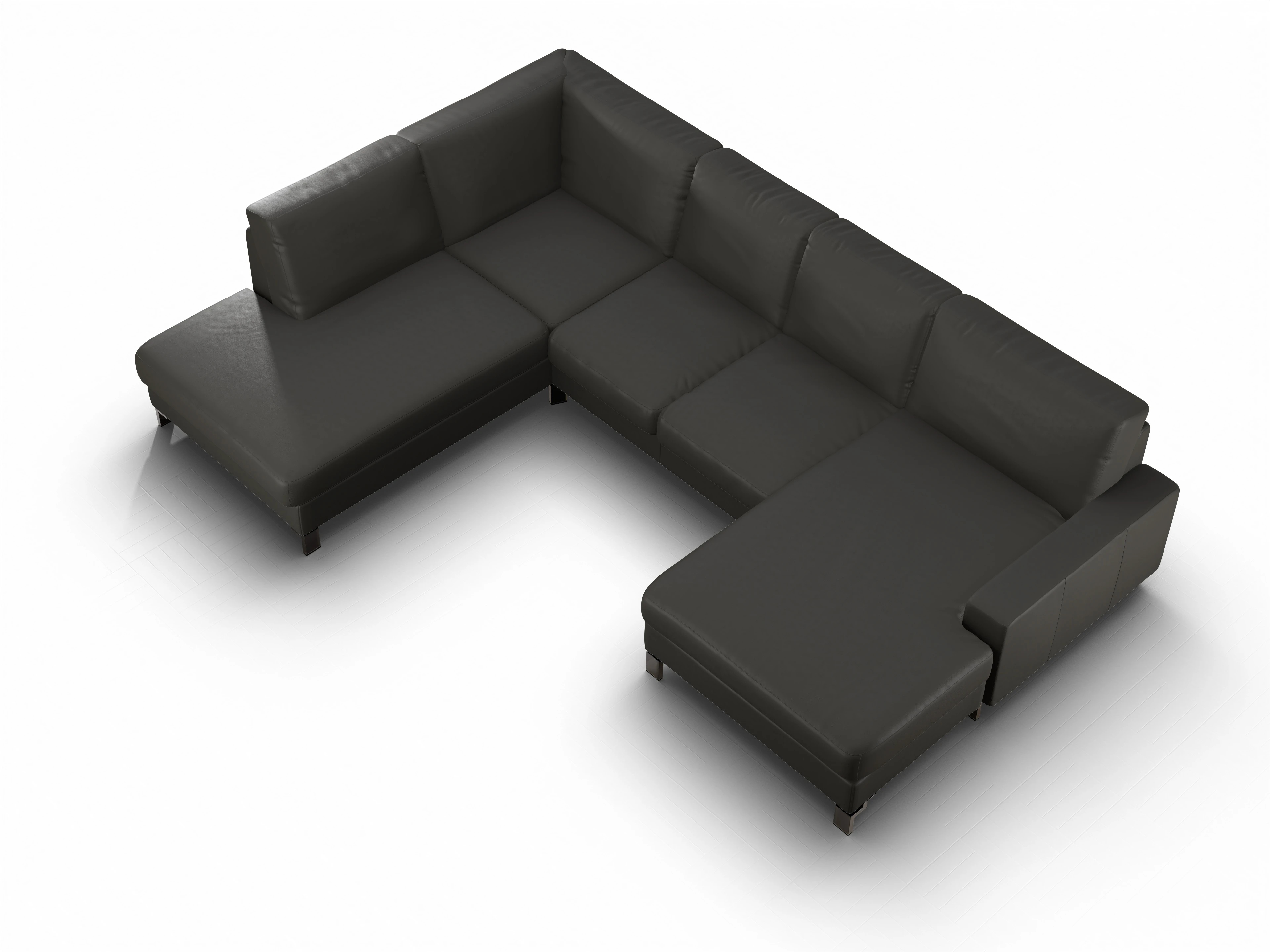 Ansicht des Produktes Casco 2.0 Wohnlandschaft offen beidseitig in Leder Grau