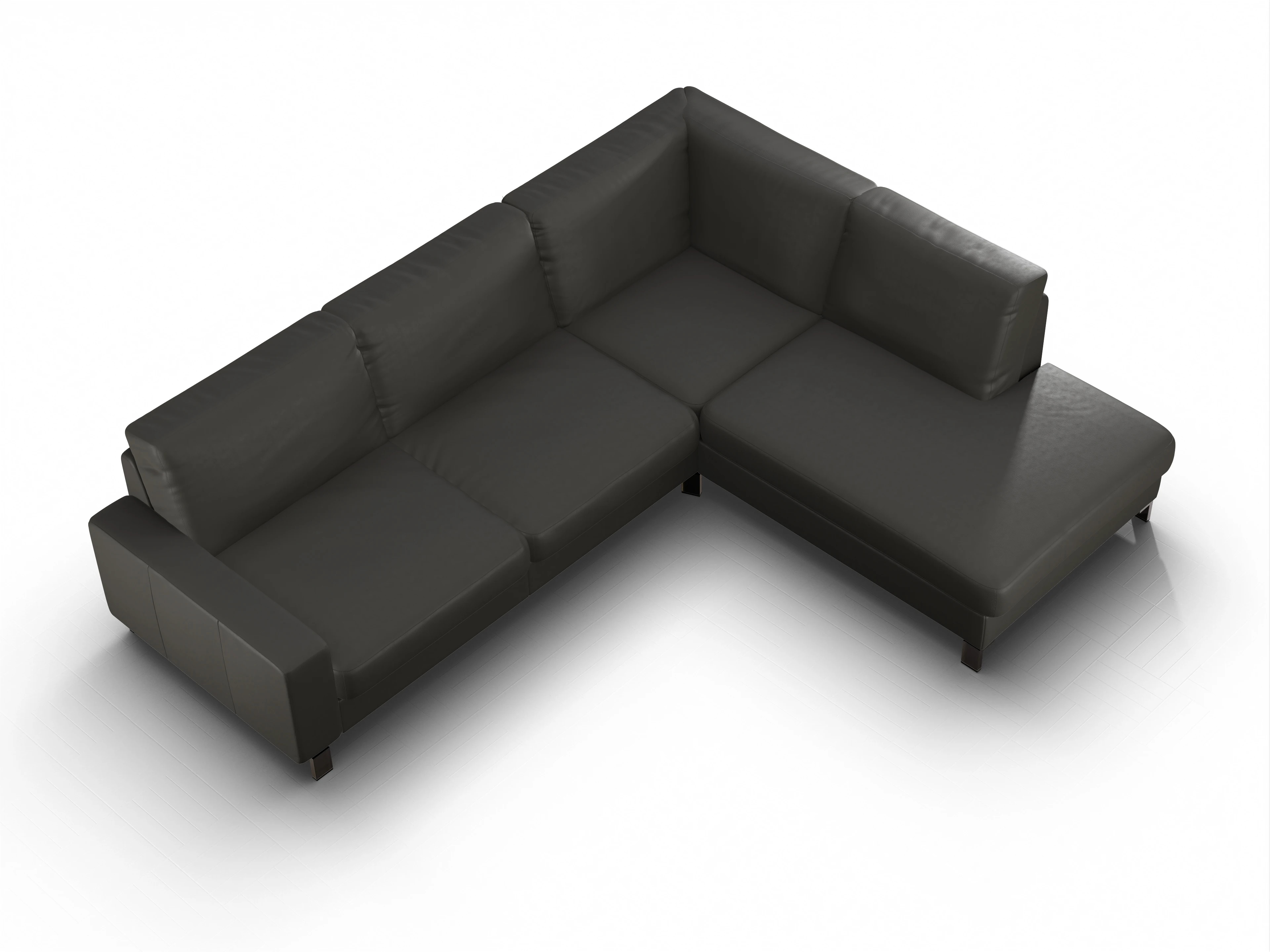 Ansicht des Produktes Casco 2.0 Ecksofa rechts Abschluss offen in Leder Grau